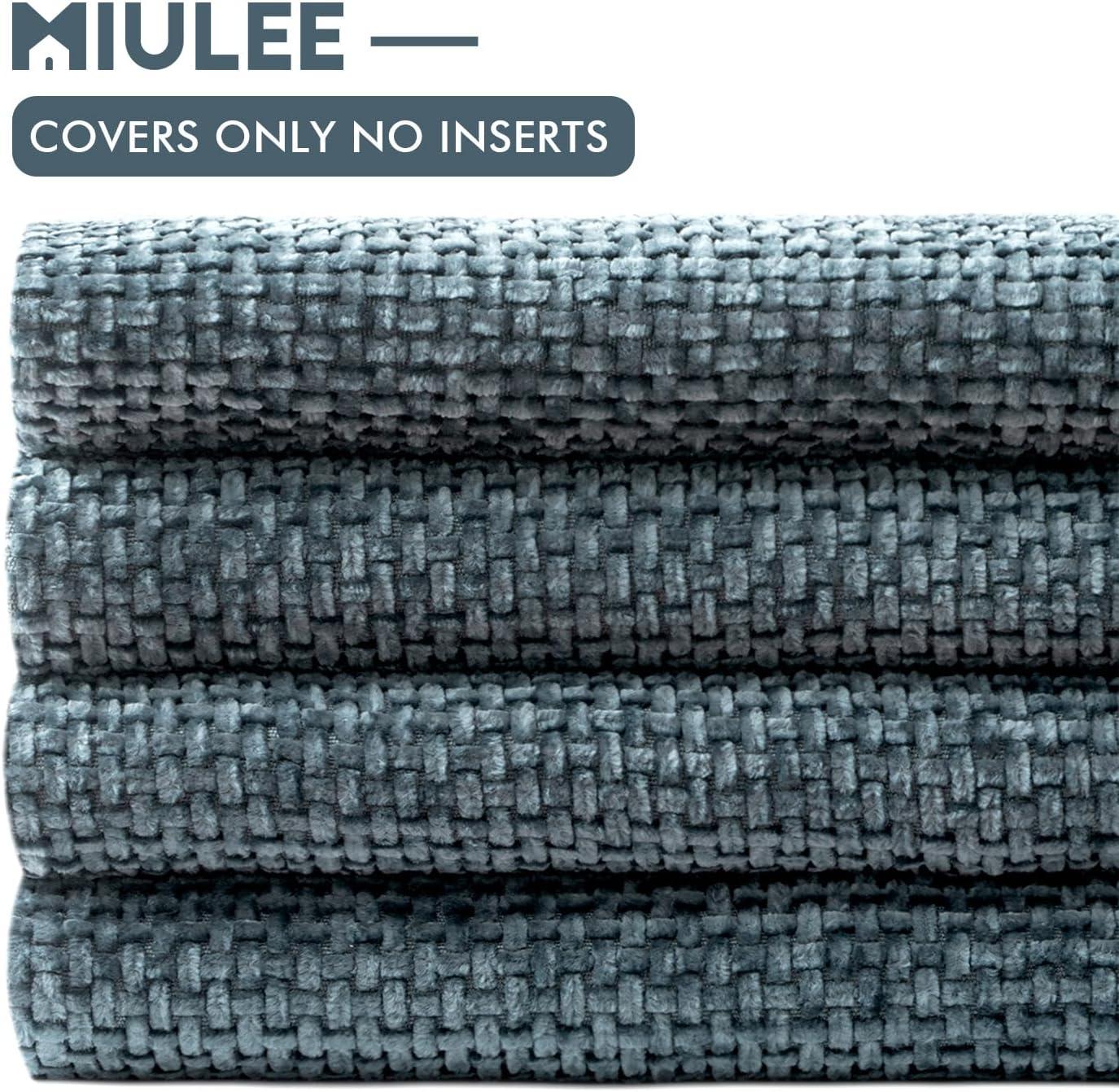 imageMIULEE Pack of 4 Couch Throw Pillow Covers 20x20 Inch Neutral Soft Decorative Chenille Pillow Covers Farmhouse Boho Cushion Covers for Mid Century Modern Home Decor Sofa Bedroom Living RoomNavy Blue