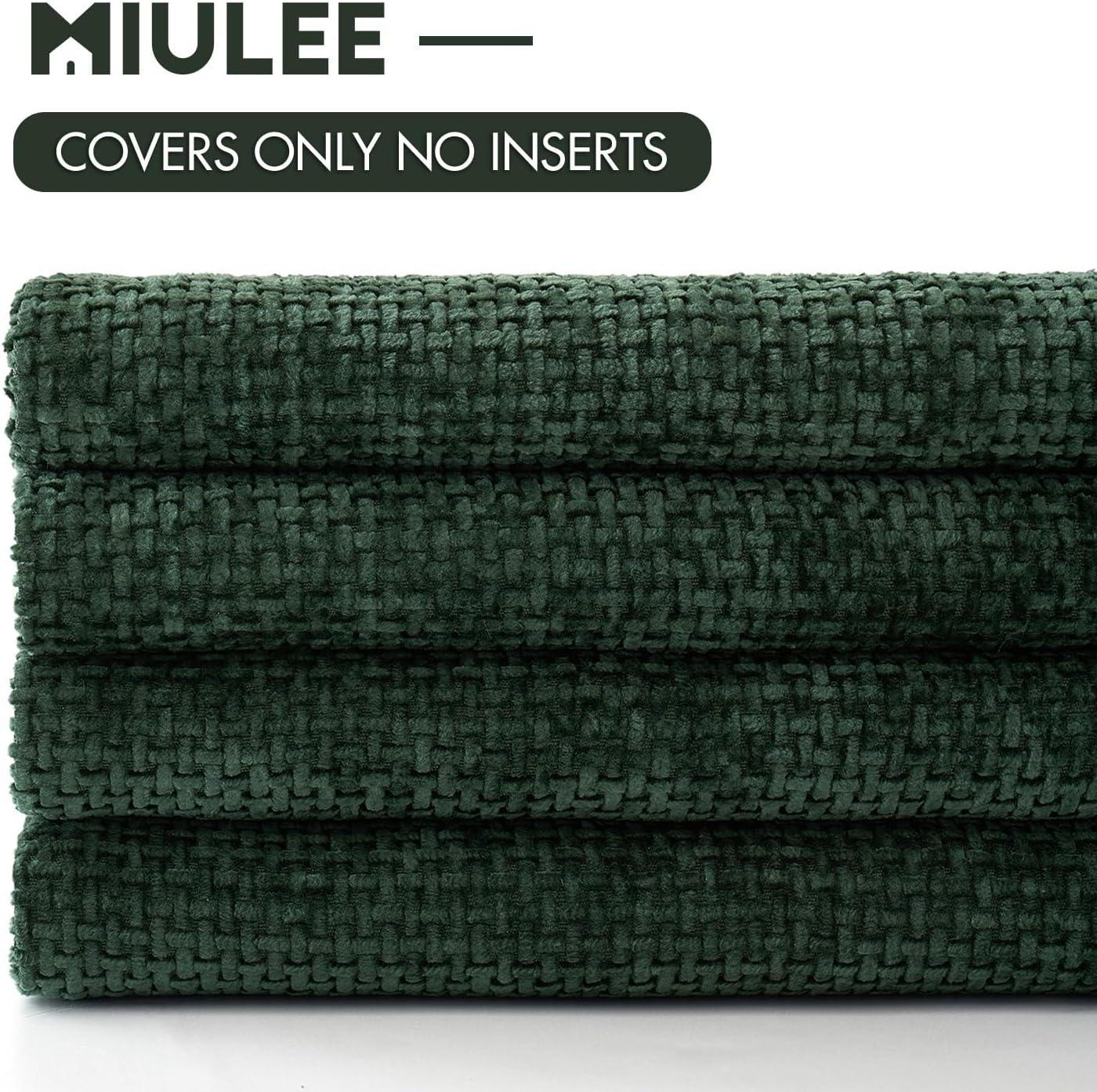 imageMIULEE Pack of 4 Couch Throw Pillow Covers 20x20 Inch Neutral Soft Decorative Chenille Pillow Covers Farmhouse Boho Cushion Covers for Mid Century Modern Home Decor Sofa Bedroom Living RoomChristmas Green