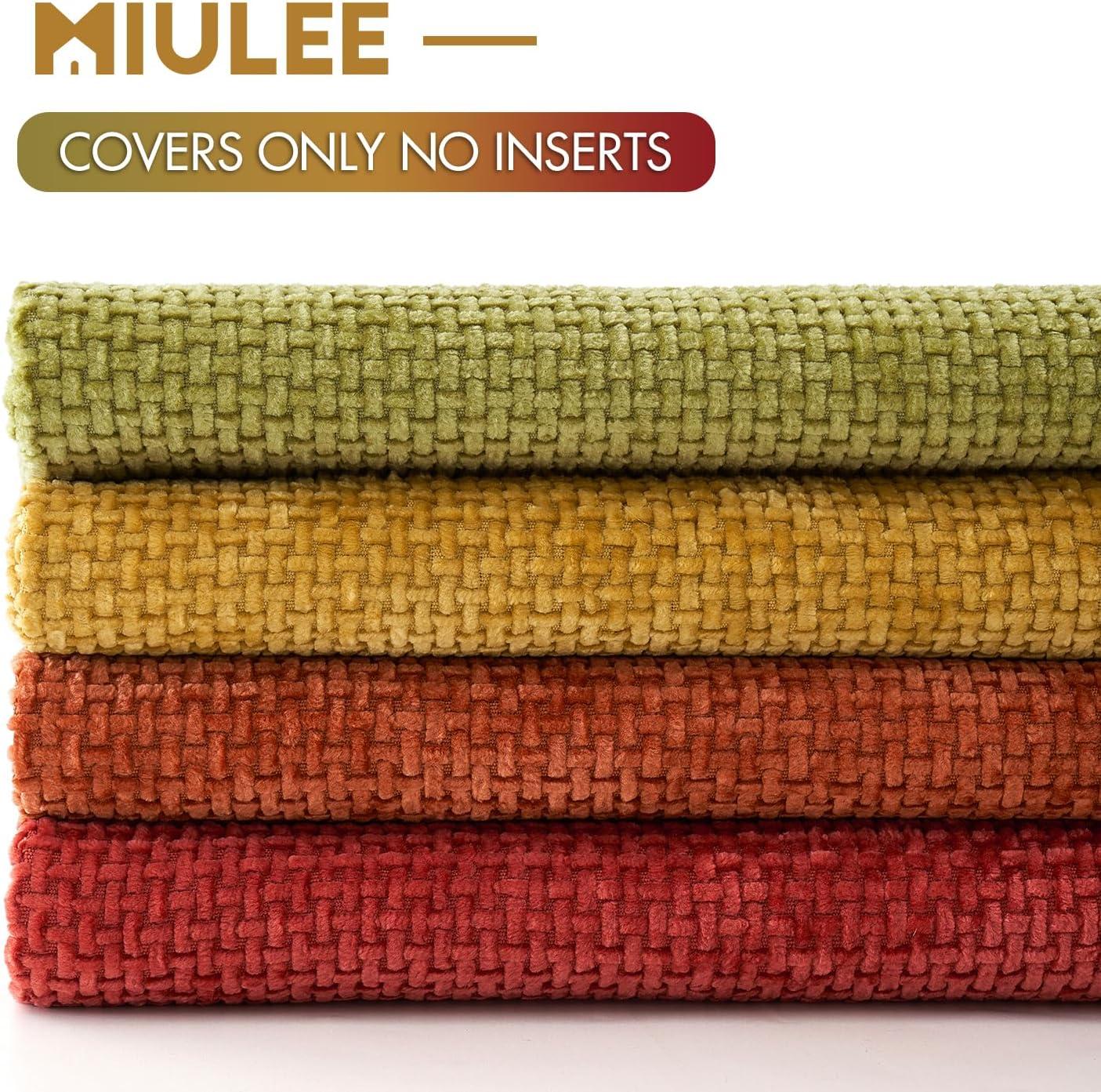 imageMIULEE Pack of 4 Couch Throw Pillow Covers 20x20 Inch Neutral Soft Decorative Chenille Pillow Covers Farmhouse Boho Cushion Covers for Mid Century Modern Home Decor Sofa Bedroom Living RoomYellow Orange