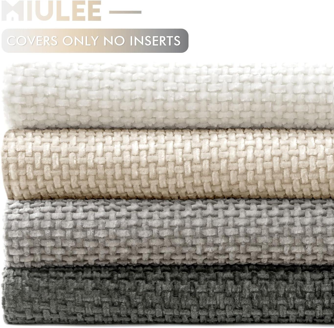 imageMIULEE Pack of 4 Couch Throw Pillow Covers 20x20 Inch Neutral Soft Decorative Chenille Pillow Covers Farmhouse Boho Cushion Covers for Mid Century Modern Home Decor Sofa Bedroom Living RoomGray