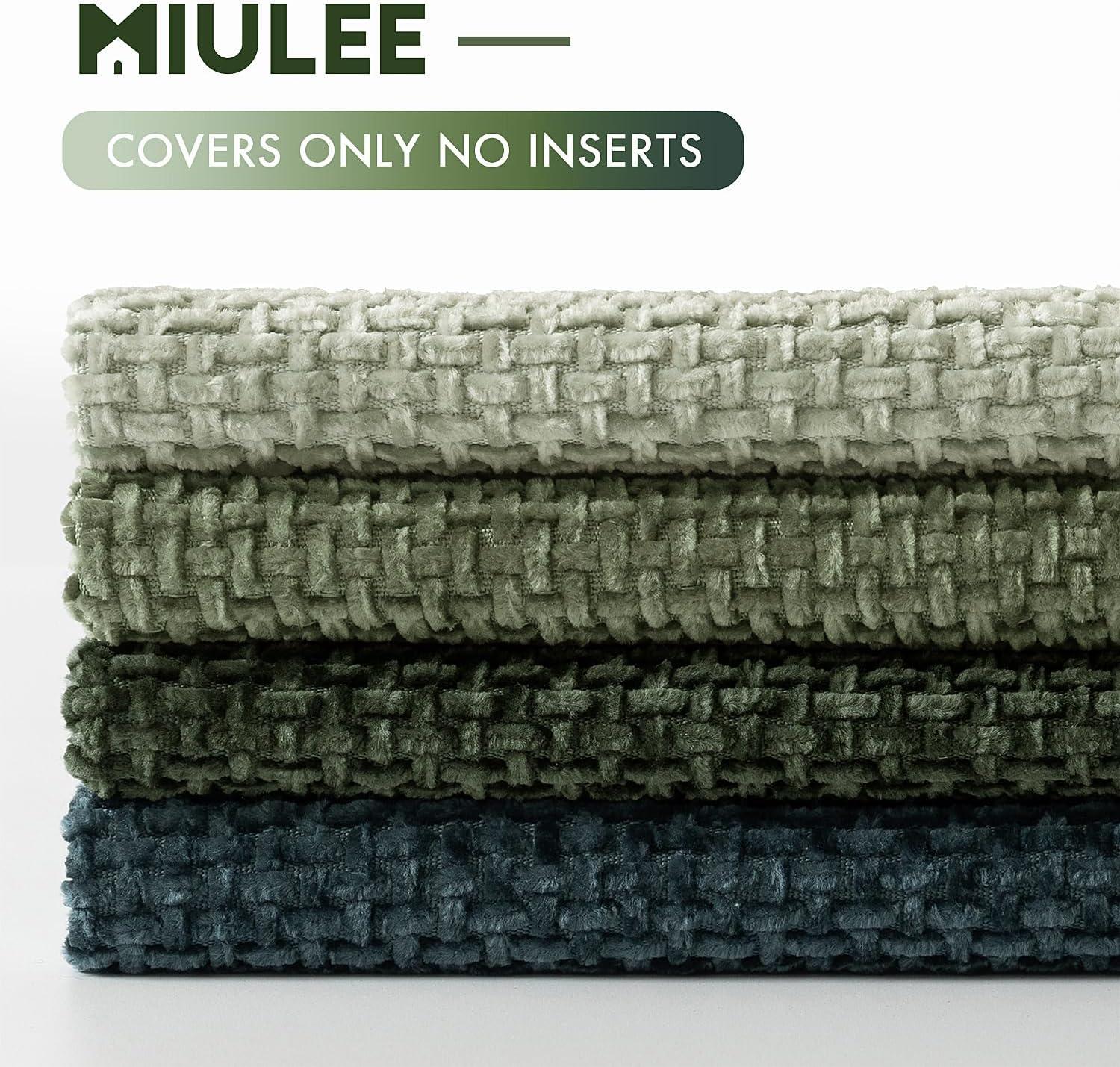 imageMIULEE Pack of 4 Couch Throw Pillow Covers 20x20 Inch Neutral Soft Decorative Chenille Pillow Covers Farmhouse Boho Cushion Covers for Mid Century Modern Home Decor Sofa Bedroom Living RoomGreen Forest
