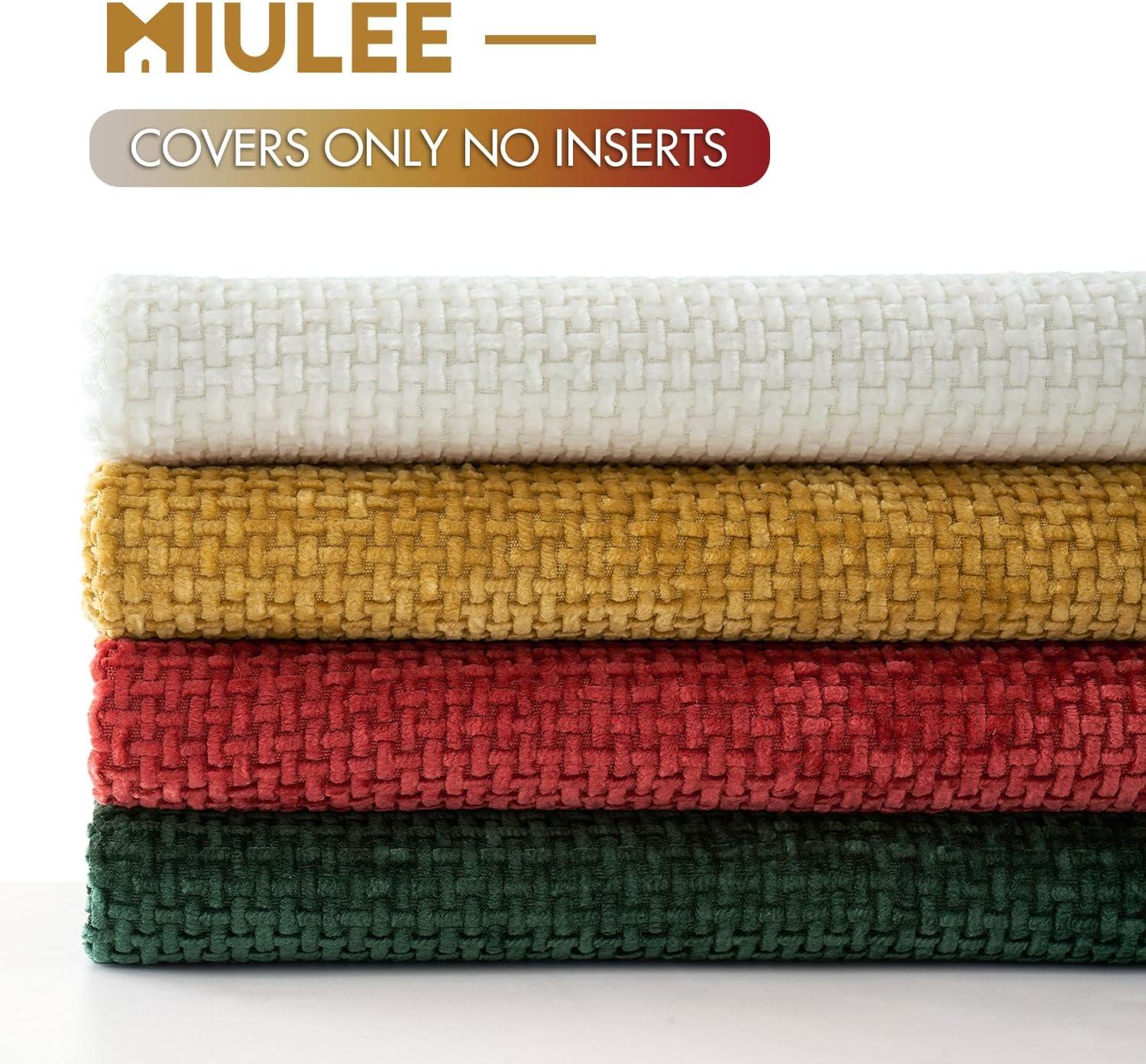 imageMIULEE Pack of 4 Couch Throw Pillow Covers 20x20 Inch Neutral Soft Decorative Chenille Pillow Covers Farmhouse Boho Cushion Covers for Mid Century Modern Home Decor Sofa Bedroom Living RoomChristmas RedGreen