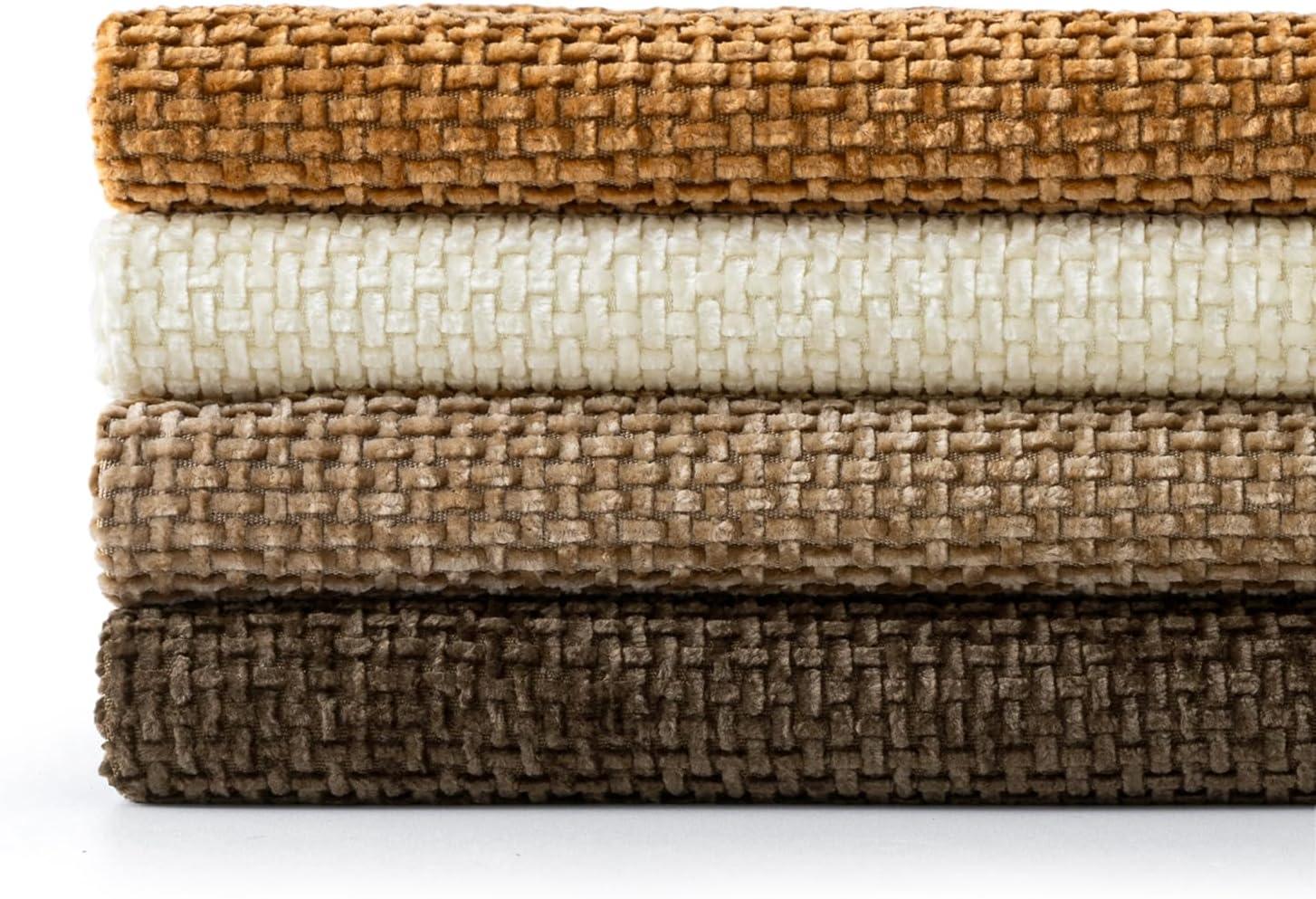 imageMIULEE Pack of 4 Couch Throw Pillow Covers 20x20 Inch Neutral Soft Decorative Chenille Pillow Covers Farmhouse Boho Cushion Covers for Mid Century Modern Home Decor Sofa Bedroom Living RoomBrown
