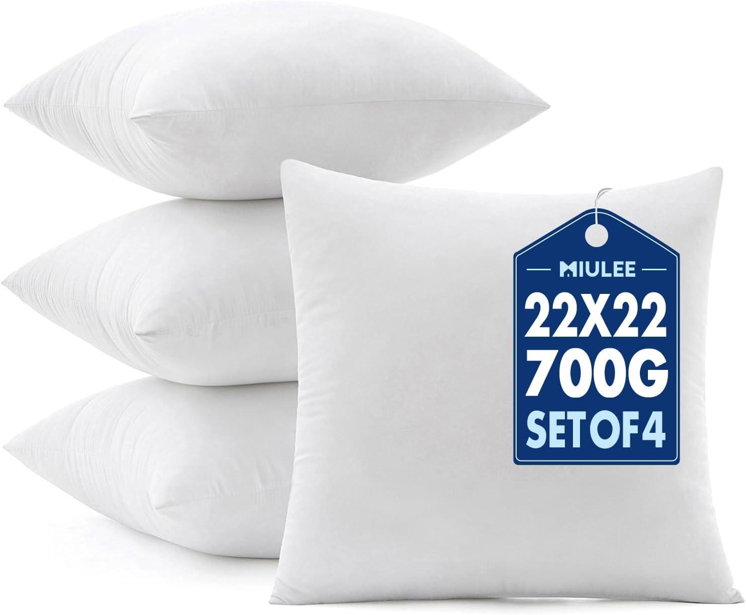 imageMIULEE Pillows Inserts Pack of 4 18x18 Inch 100 Virgin Microfiber Filling Throw Pillows for Bed Couch Sofa4