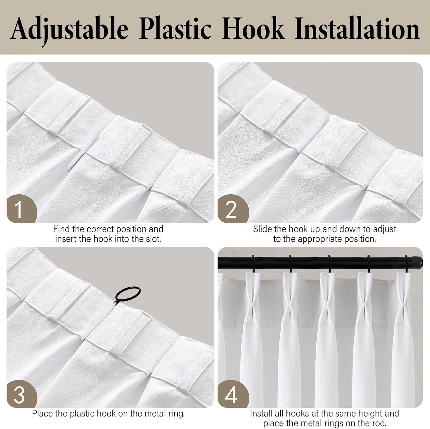 imageMIULEE Pinch Pleated Thick Linen Curtains 90 Inch 4 Panels Set Back Tab Memory Trained Pinch Pleat Semi Sheer Light Filtering Privacy Curtain Let Light in Window Drapes for Living Room Bedroom NaturalWhite
