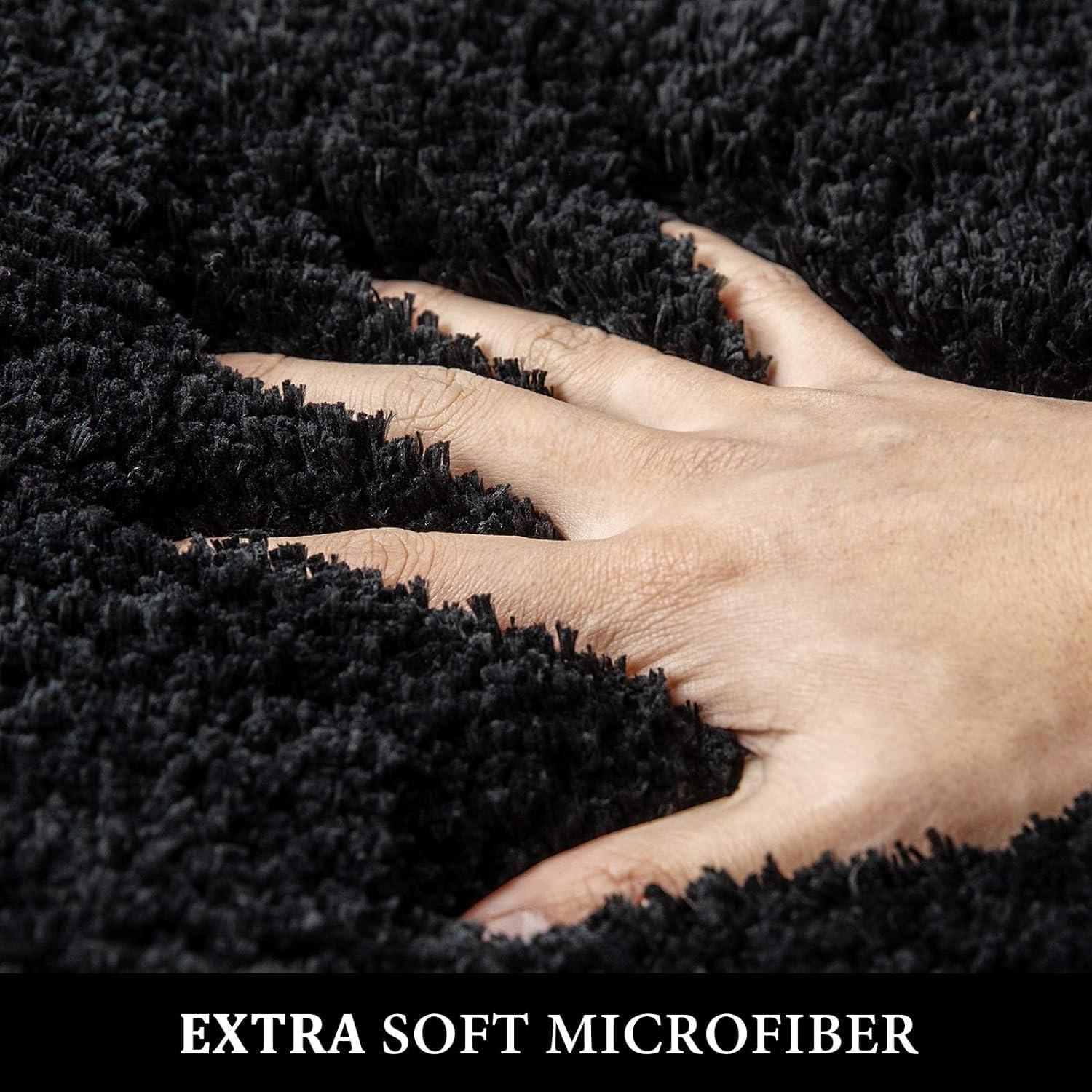 imageMIULEE Rust Microfiber Toilet Bath Mat UShaped Contour Shaggy Rugs Non Slip Extra Thick Soft Absorbent Water for Bathroom Commode Machine Washable20x20 InchBlack