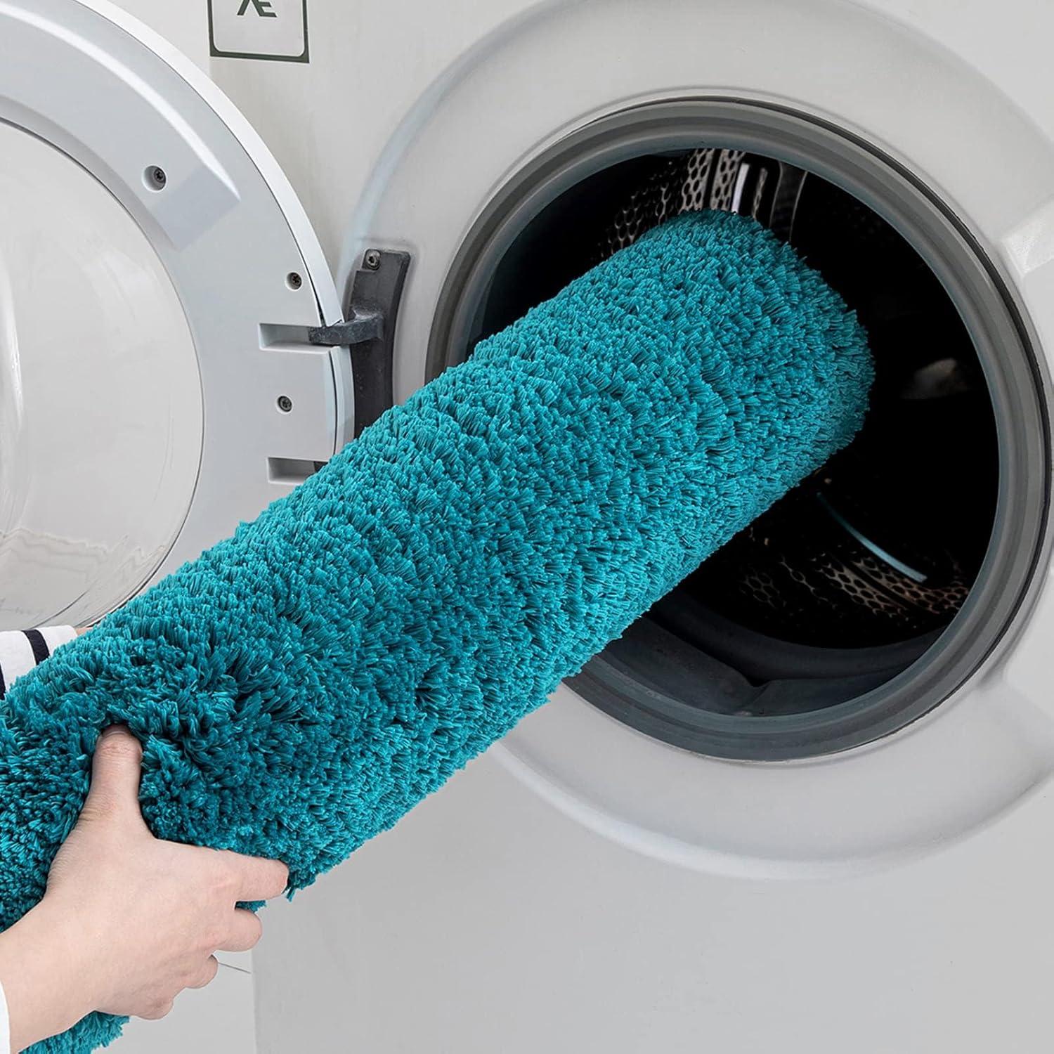 imageMIULEE Rust Microfiber Toilet Bath Mat UShaped Contour Shaggy Rugs Non Slip Extra Thick Soft Absorbent Water for Bathroom Commode Machine Washable20x20 InchTeal