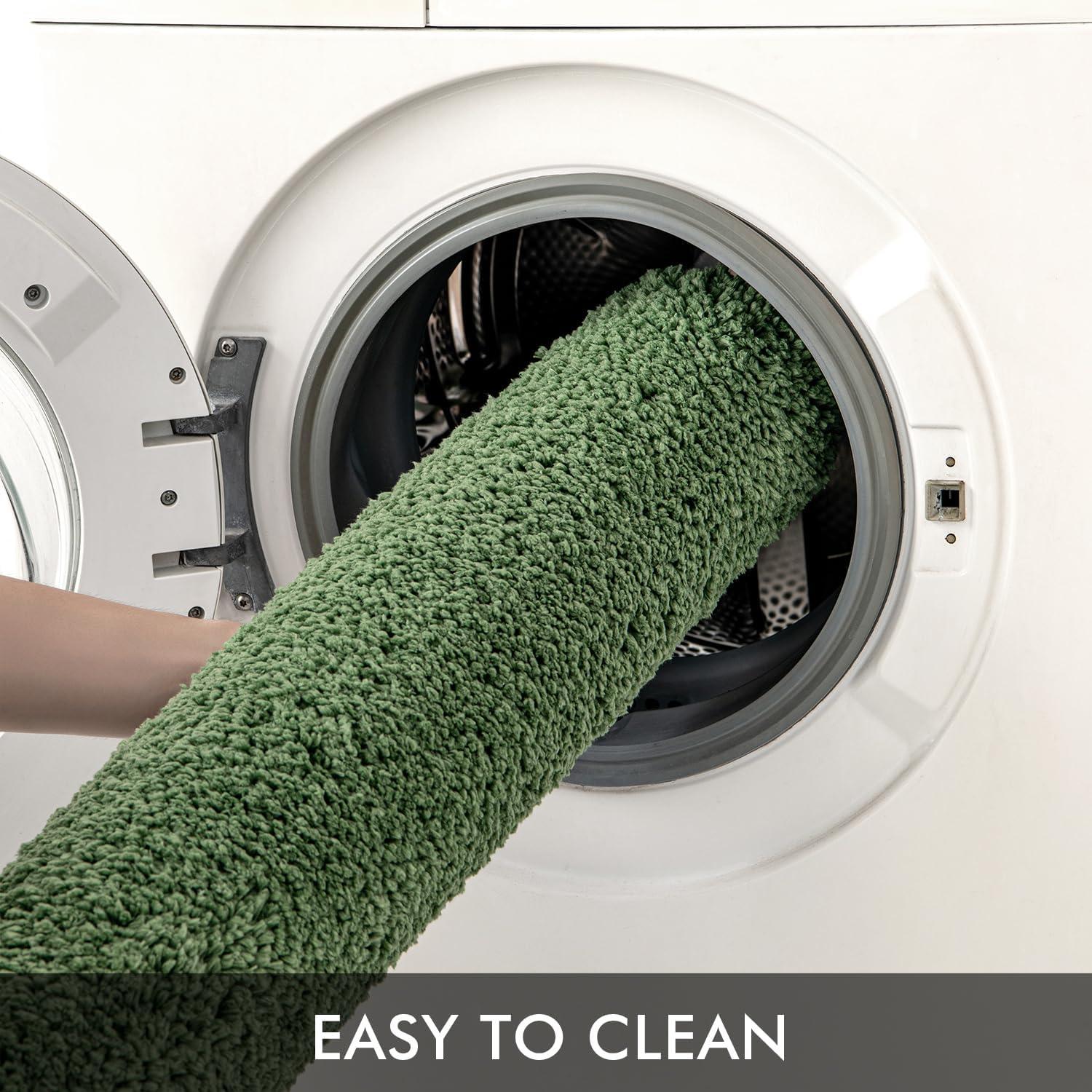 imageMIULEE Rust Microfiber Toilet Bath Mat UShaped Contour Shaggy Rugs Non Slip Extra Thick Soft Absorbent Water for Bathroom Commode Machine Washable20x20 InchMoss Green