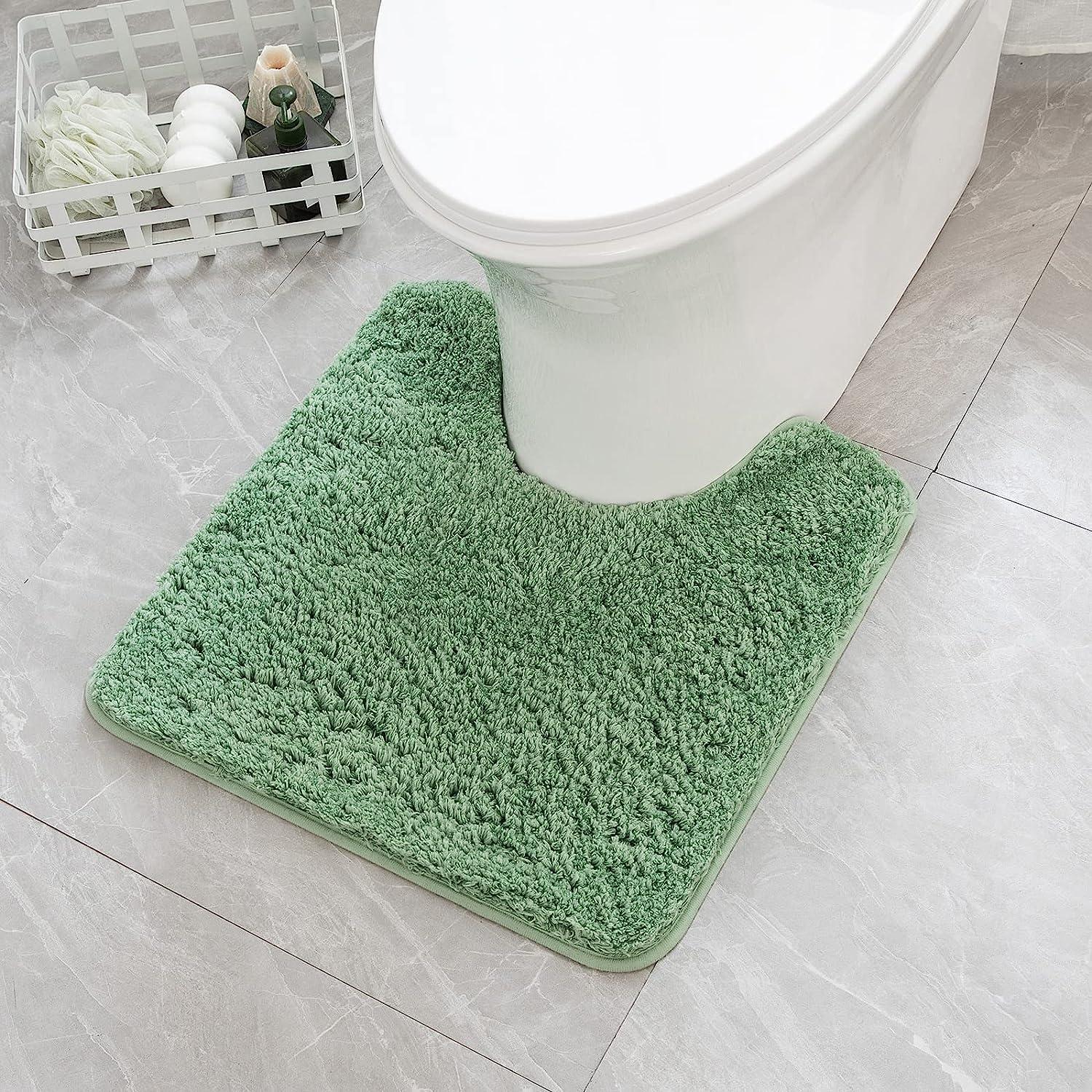 imageMIULEE Rust Microfiber Toilet Bath Mat UShaped Contour Shaggy Rugs Non Slip Extra Thick Soft Absorbent Water for Bathroom Commode Machine Washable20x20 InchSage Green