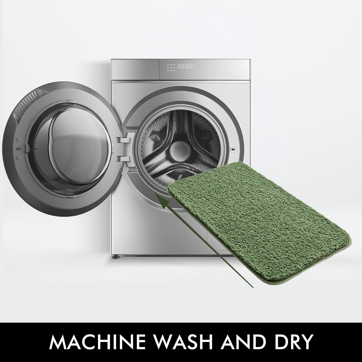 imageMIULEE Rust Microfiber Toilet Bath Mat UShaped Contour Shaggy Rugs Non Slip Extra Thick Soft Absorbent Water for Bathroom Commode Machine Washable20x20 InchMoss Green