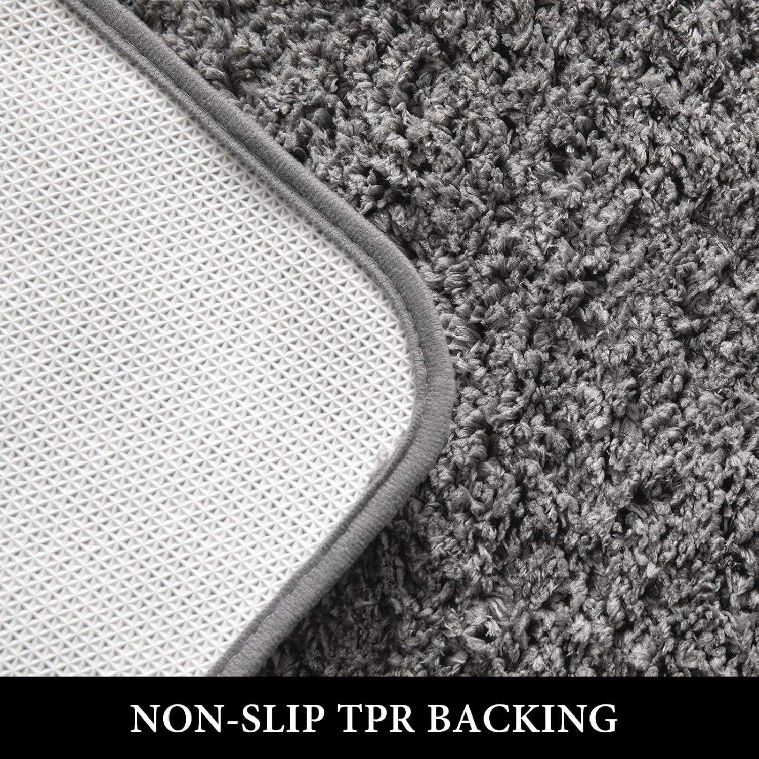 imageMIULEE Rust Microfiber Toilet Bath Mat UShaped Contour Shaggy Rugs Non Slip Extra Thick Soft Absorbent Water for Bathroom Commode Machine Washable20x20 InchGrey