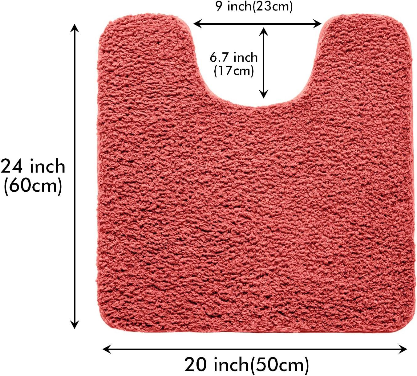 imageMIULEE Rust Microfiber Toilet Bath Mat UShaped Contour Shaggy Rugs Non Slip Extra Thick Soft Absorbent Water for Bathroom Commode Machine Washable20x20 InchCoral