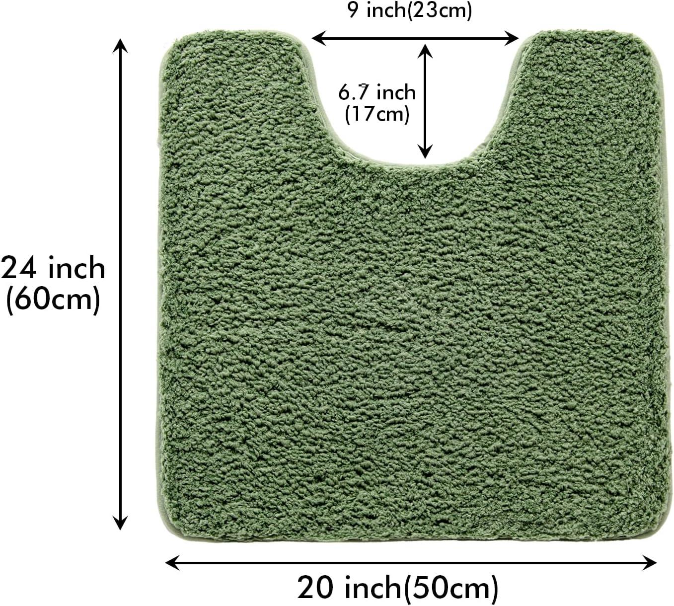 imageMIULEE Rust Microfiber Toilet Bath Mat UShaped Contour Shaggy Rugs Non Slip Extra Thick Soft Absorbent Water for Bathroom Commode Machine Washable20x20 InchMoss Green