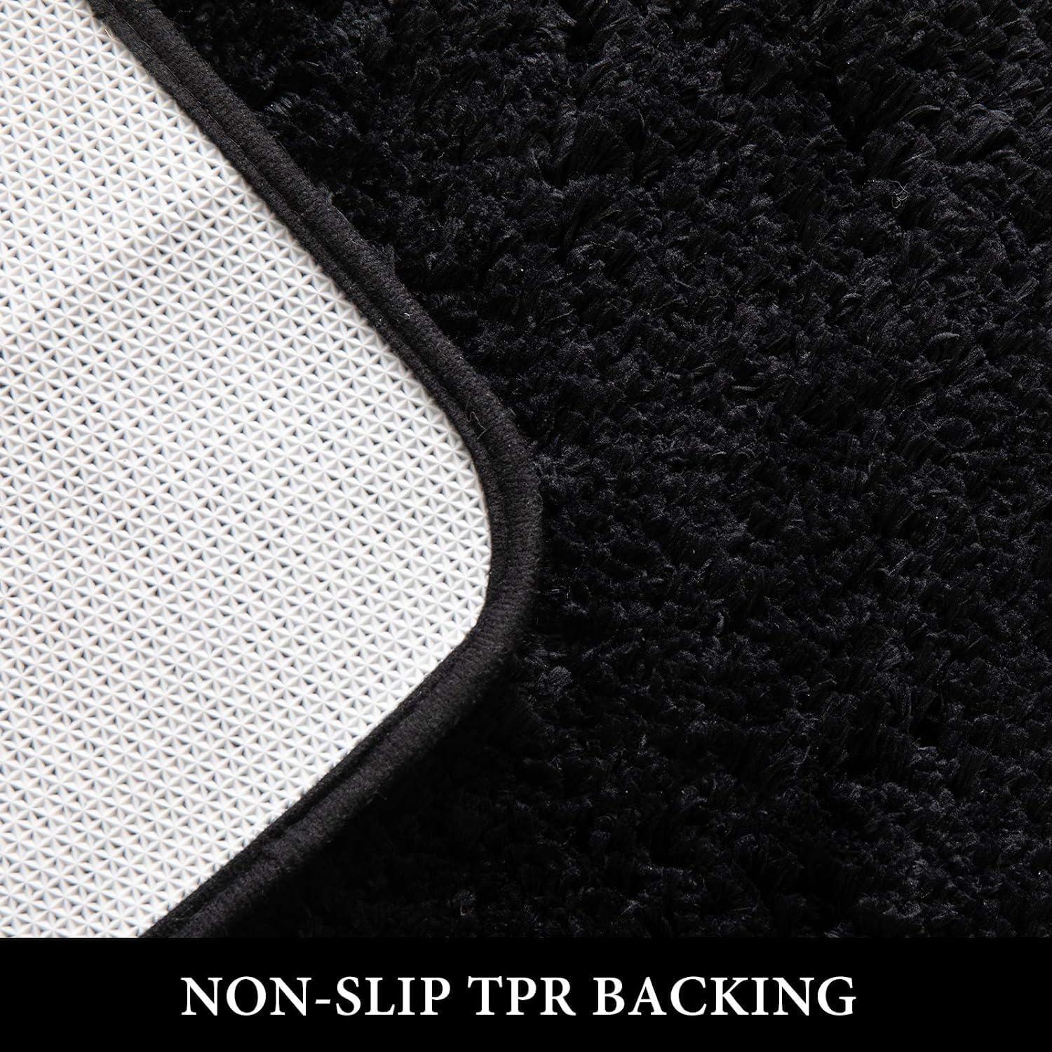 imageMIULEE Rust Microfiber Toilet Bath Mat UShaped Contour Shaggy Rugs Non Slip Extra Thick Soft Absorbent Water for Bathroom Commode Machine Washable20x20 InchBlack