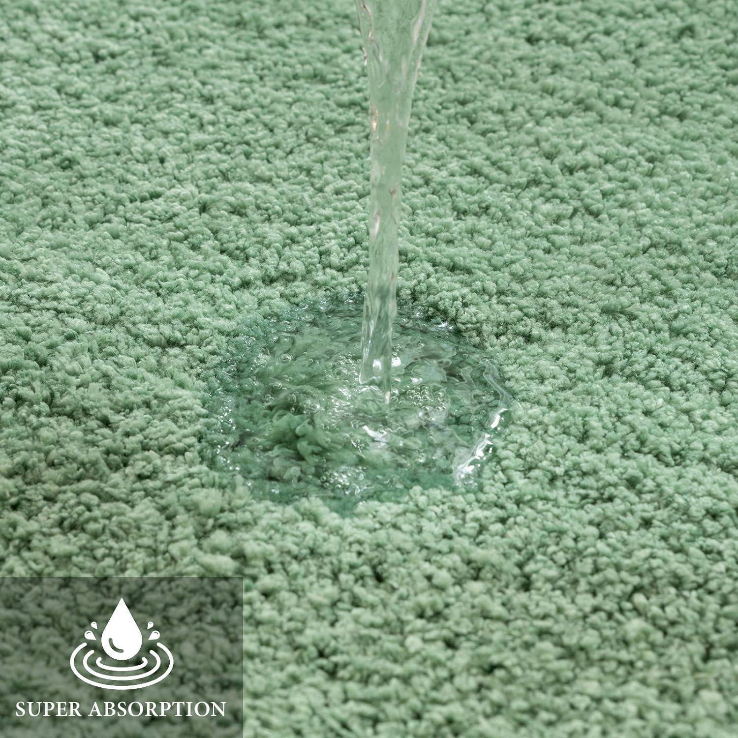 imageMIULEE Rust Microfiber Toilet Bath Mat UShaped Contour Shaggy Rugs Non Slip Extra Thick Soft Absorbent Water for Bathroom Commode Machine Washable20x20 InchSage Green
