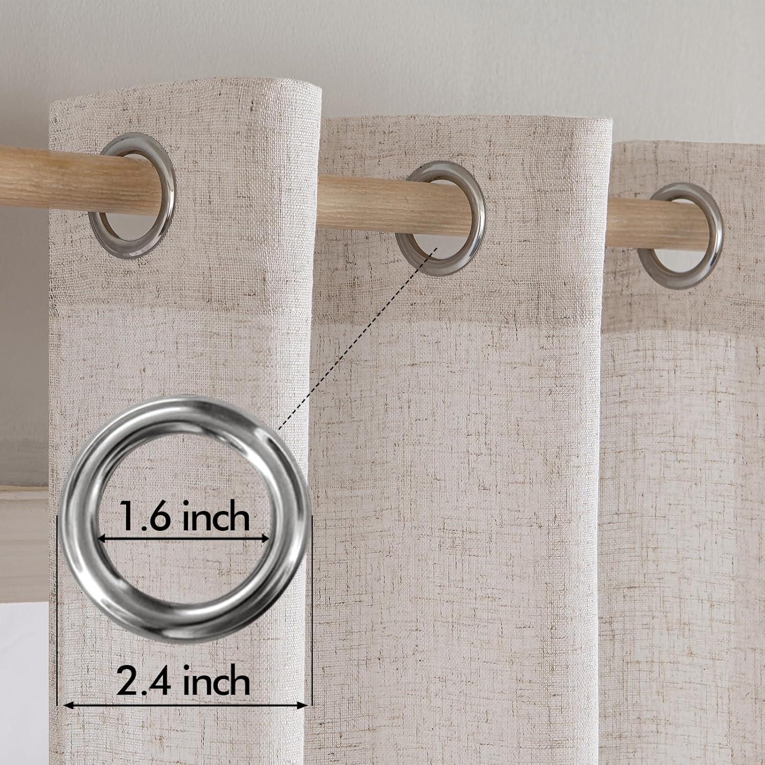 imageMIULEE Sage Green Linen Curtains 84 Inch Length 2 Panels Set for Bedroom Living Room Soft Thick Linen Textured Window Drapes Semi Sheer Light Filtering Grommet Top Burlap Look Farmhouse DecorNatural Linen White