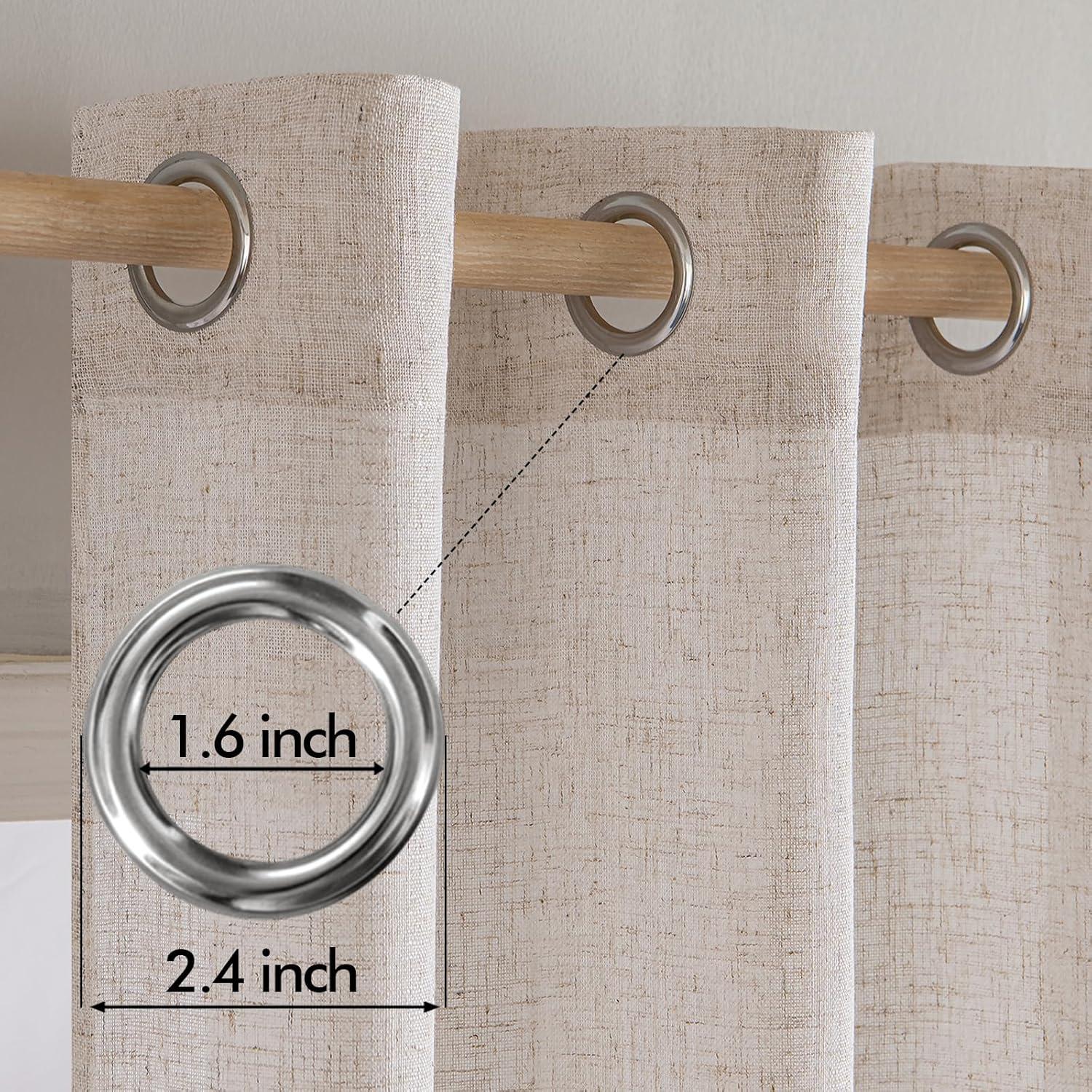 imageMIULEE Sage Green Linen Curtains 84 Inch Length 2 Panels Set for Bedroom Living Room Soft Thick Linen Textured Window Drapes Semi Sheer Light Filtering Grommet Top Burlap Look Farmhouse DecorNatural Linen White