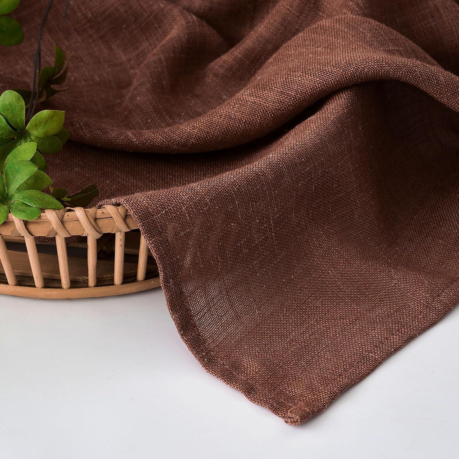 imageMIULEE Sage Green Linen Curtains 84 Inch Length 2 Panels Set for Bedroom Living Room Soft Thick Linen Textured Window Drapes Semi Sheer Light Filtering Grommet Top Burlap Look Farmhouse DecorChocolate Brown