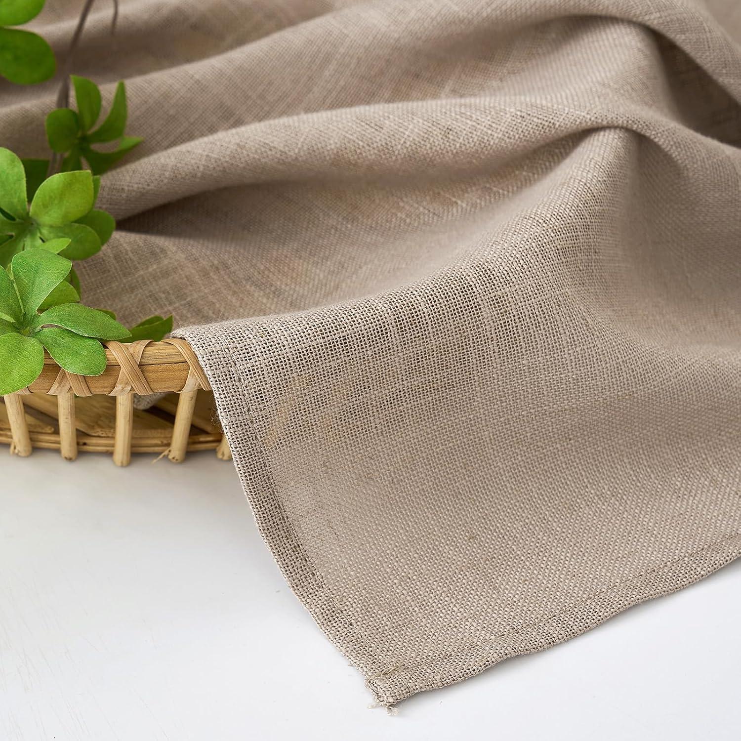 imageMIULEE Sage Green Linen Curtains 84 Inch Length 2 Panels Set for Bedroom Living Room Soft Thick Linen Textured Window Drapes Semi Sheer Light Filtering Grommet Top Burlap Look Farmhouse DecorTaupe
