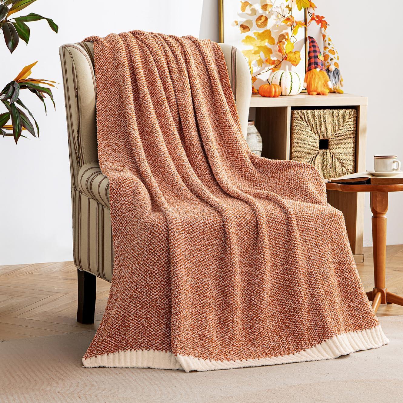imageMIULEE Sage Green Super Soft Throw Blanket for Couch Cozy Fluffy Warm Throws Knit Blankets for Sofa Bed Chair Living Room Camping Picnic Spring Home Decor50 x 60 inchBurnt Orange
