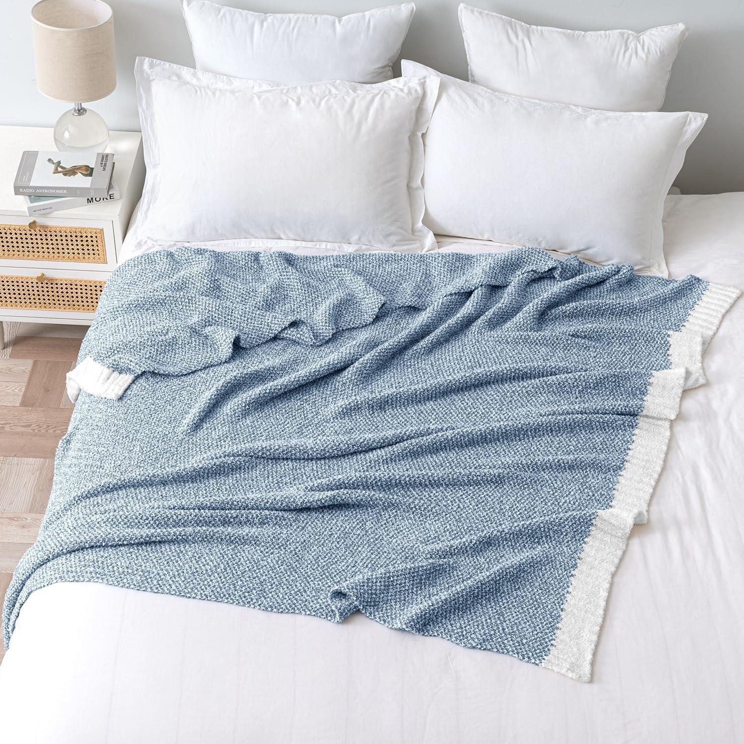imageMIULEE Sage Green Super Soft Throw Blanket for Couch Cozy Fluffy Warm Throws Knit Blankets for Sofa Bed Chair Living Room Camping Picnic Spring Home Decor50 x 60 inchBlue