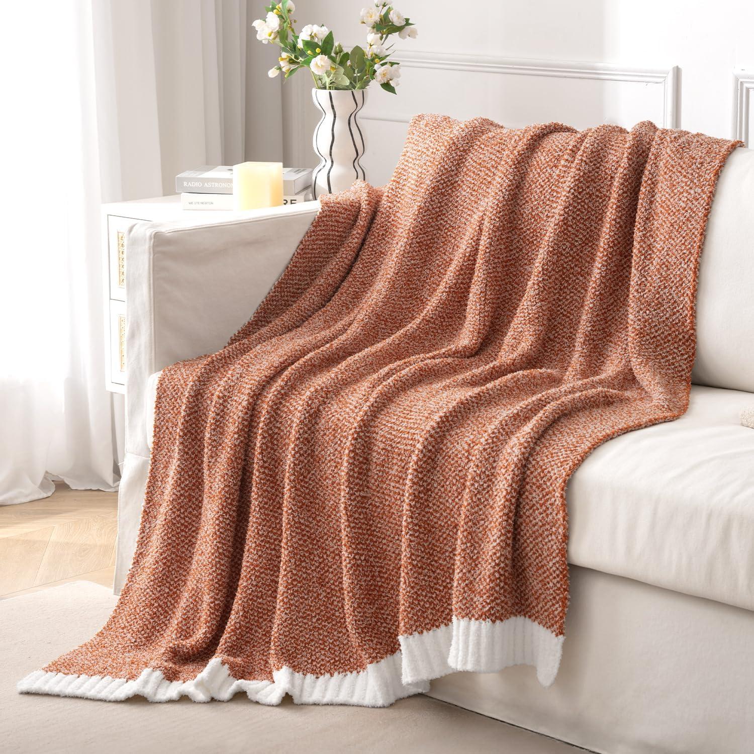 imageMIULEE Sage Green Super Soft Throw Blanket for Couch Cozy Fluffy Warm Throws Knit Blankets for Sofa Bed Chair Living Room Camping Picnic Spring Home Decor50 x 60 inchBurnt Orange