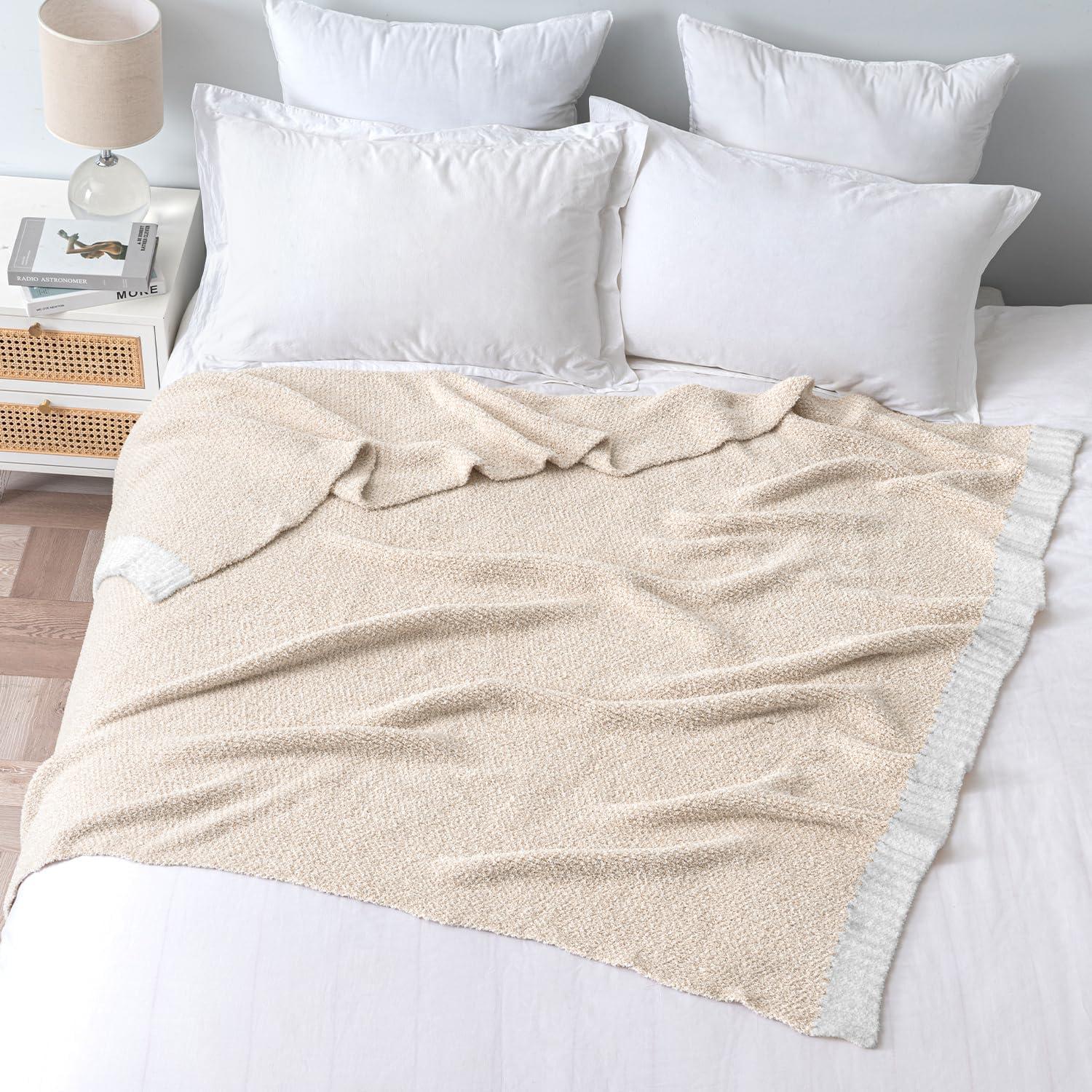 imageMIULEE Sage Green Super Soft Throw Blanket for Couch Cozy Fluffy Warm Throws Knit Blankets for Sofa Bed Chair Living Room Camping Picnic Spring Home Decor50 x 60 inchCream