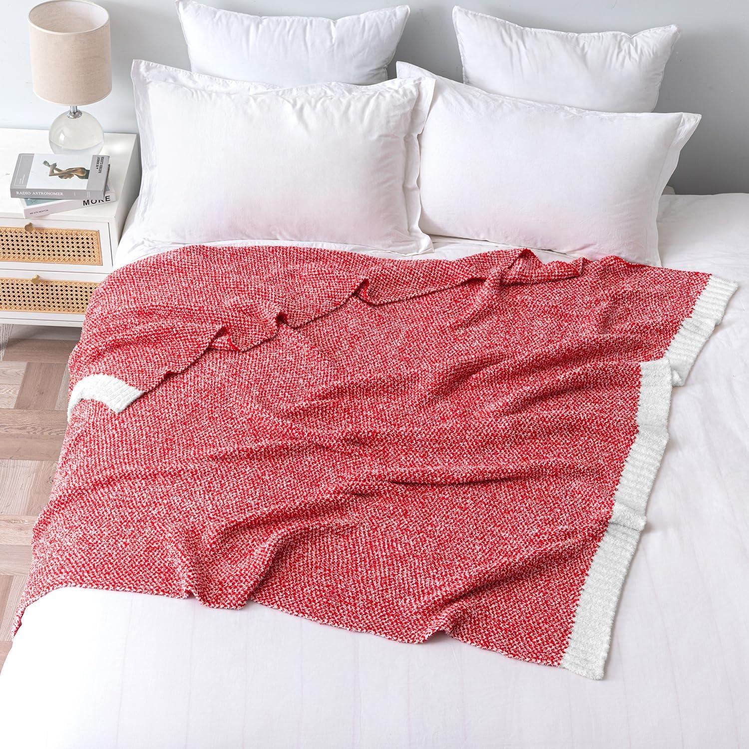 imageMIULEE Sage Green Super Soft Throw Blanket for Couch Cozy Fluffy Warm Throws Knit Blankets for Sofa Bed Chair Living Room Camping Picnic Spring Home Decor50 x 60 inchRed