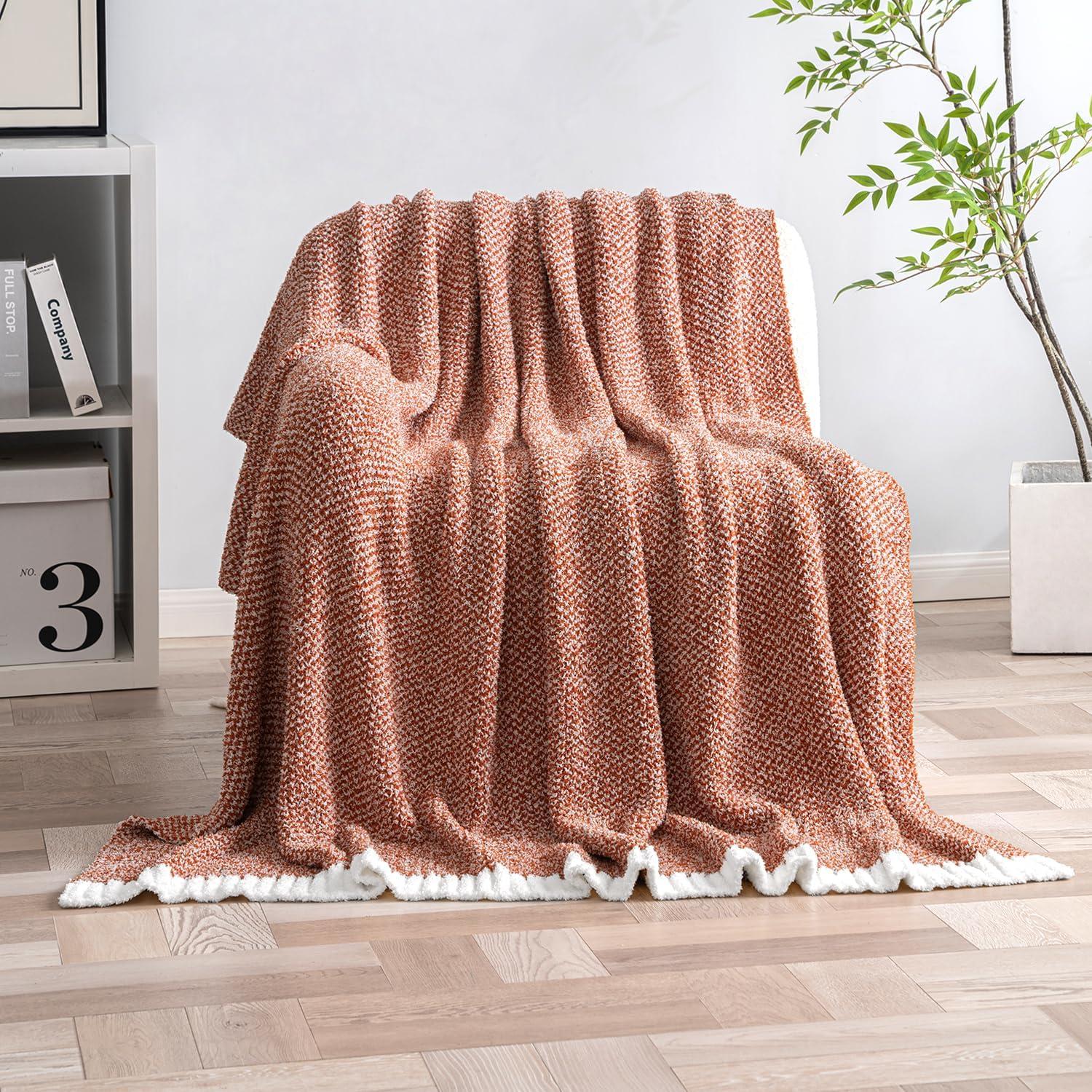 imageMIULEE Sage Green Super Soft Throw Blanket for Couch Cozy Fluffy Warm Throws Knit Blankets for Sofa Bed Chair Living Room Camping Picnic Spring Home Decor50 x 60 inchRust