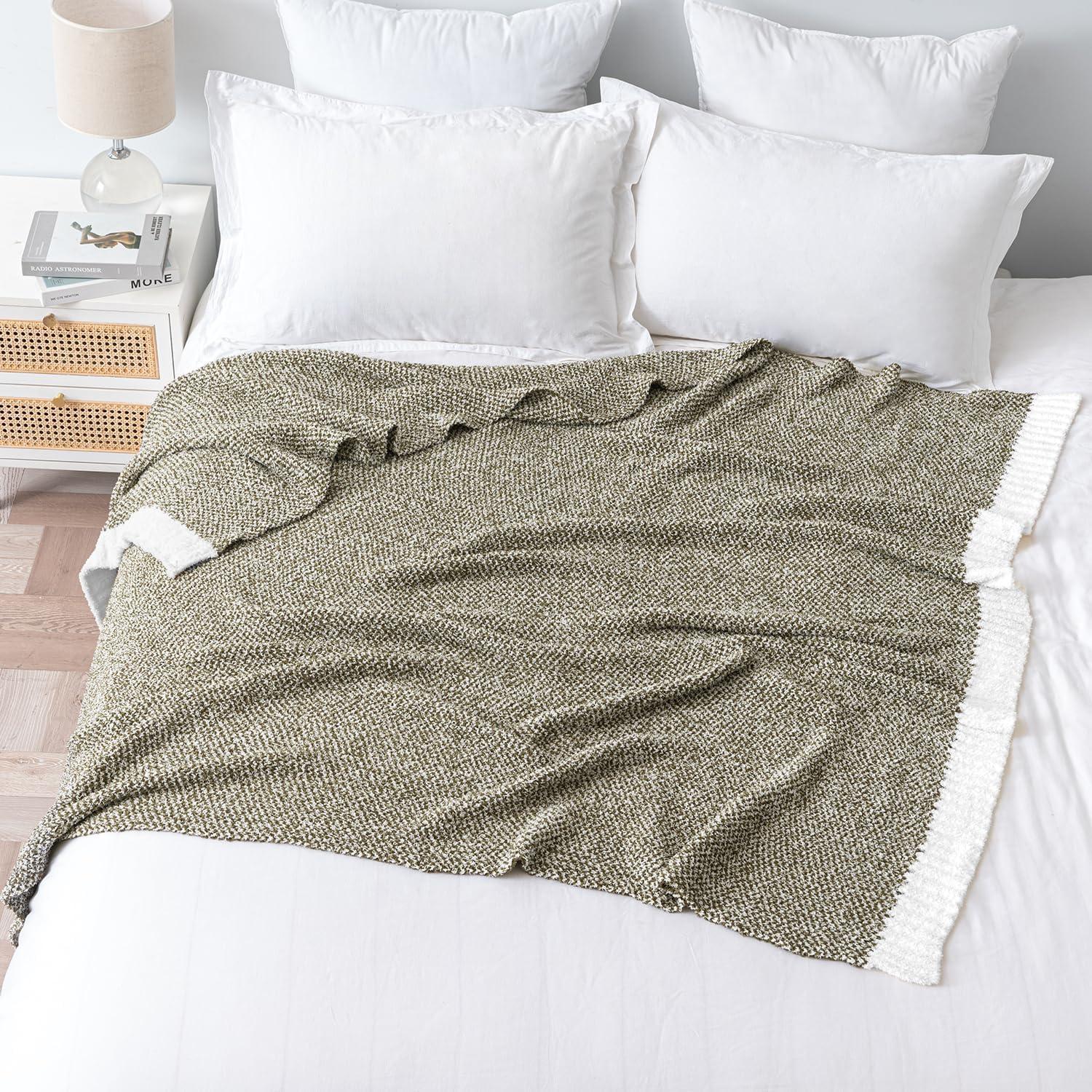 imageMIULEE Sage Green Super Soft Throw Blanket for Couch Cozy Fluffy Warm Throws Knit Blankets for Sofa Bed Chair Living Room Camping Picnic Spring Home Decor50 x 60 inchOlive Green