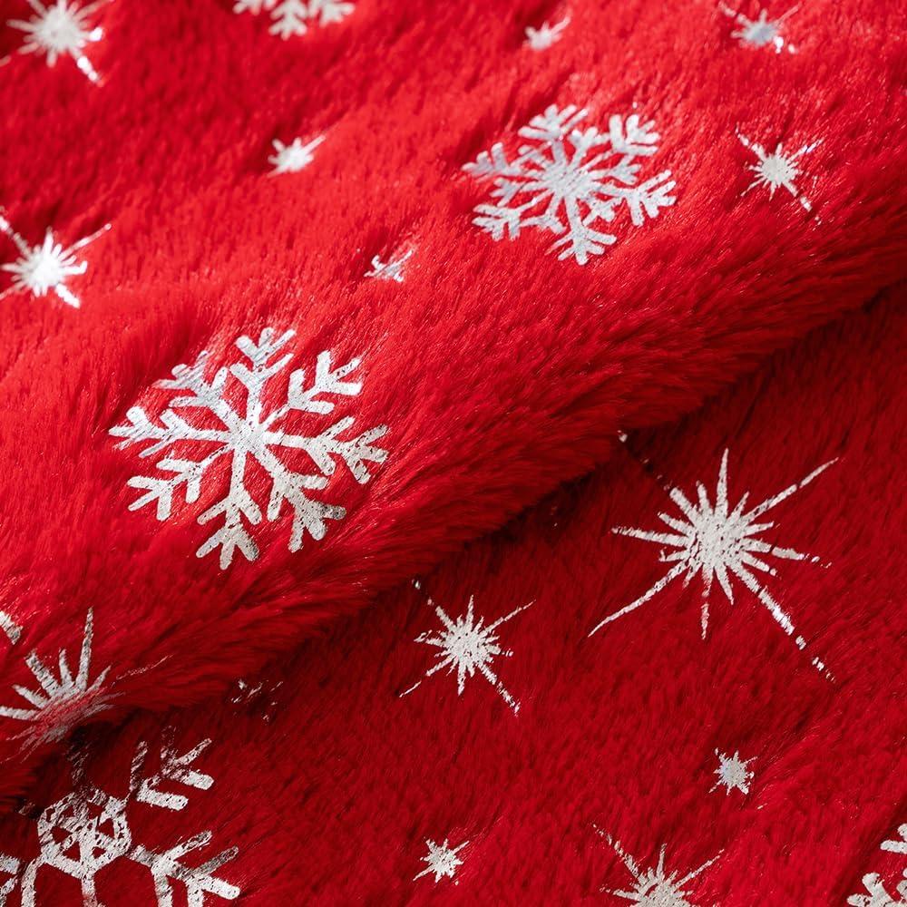 imageMIULEE Set of 2 Christmas Decorative Throw Pillow Covers Soft Faux Fur Winter Pillow Covers with Silver Snowflake Glitter Holiday Festival Pillowcases for Couch Sofa Bed 1818inch RedRed
