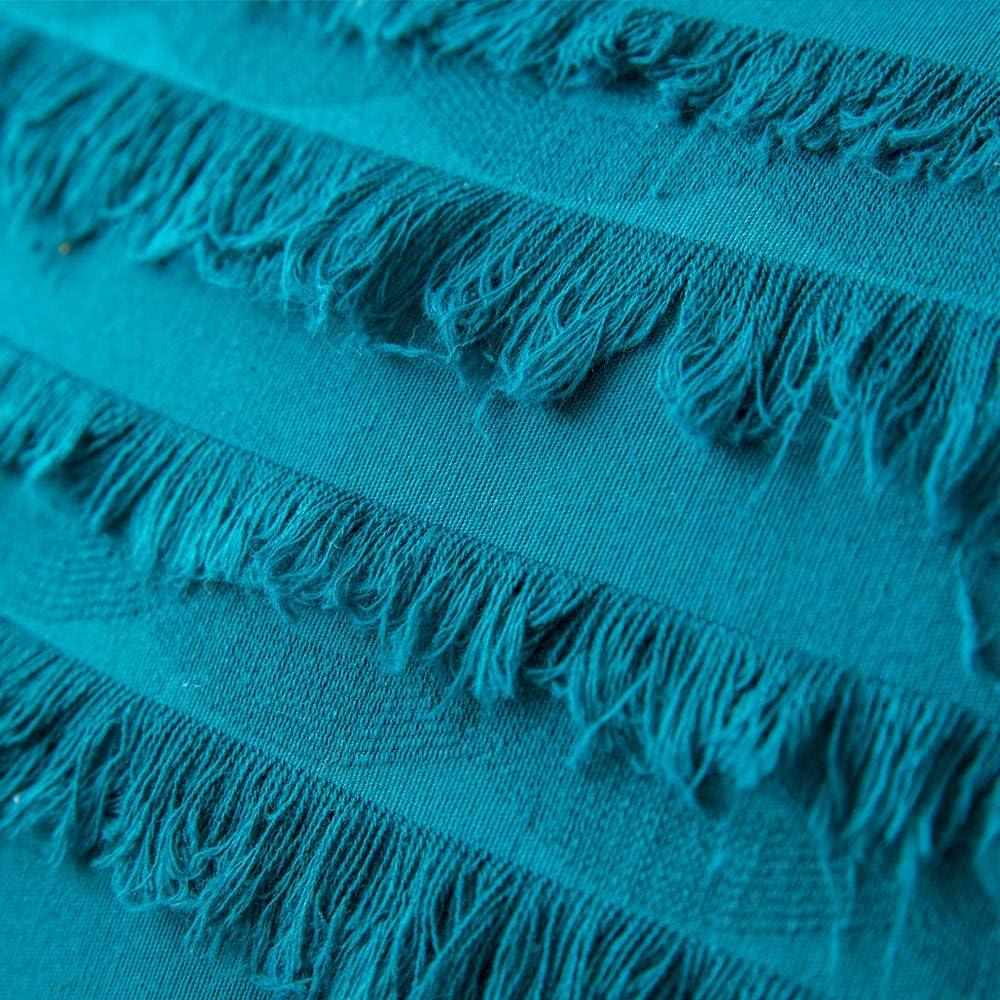 imageMIULEE Set of 2 Decorative Boho Throw Pillow Covers Linen Striped Jacquard Pattern Cushion Covers for Sofa Couch Living Room Bedroom 18x18 Inch RedTeal