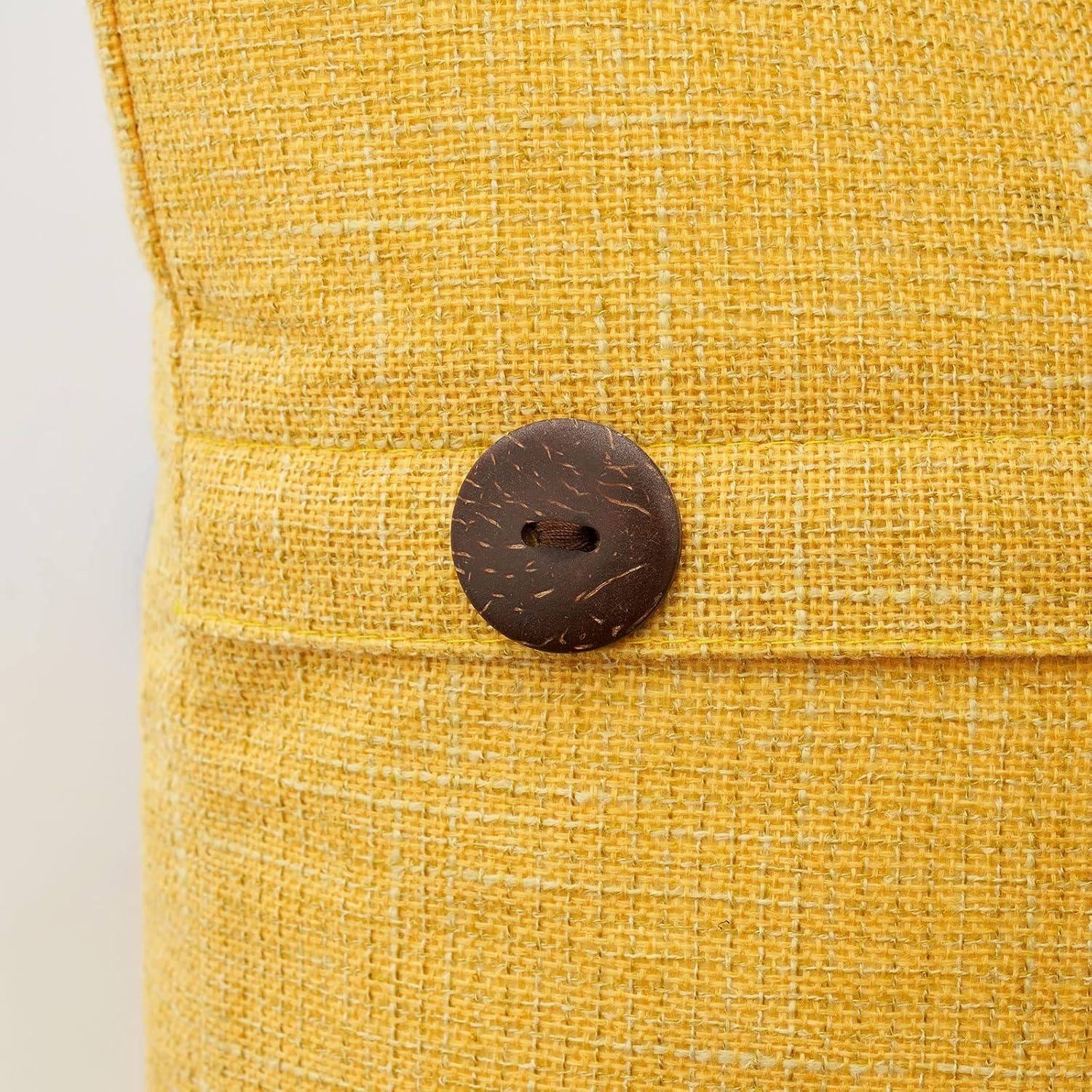 imageMIULEE Set of 2 Decorative Linen Throw Pillow Covers Cushion Case Triple Button Vintage Farmhouse Pillowcase for Couch Sofa Bed 12 x 20 Inch 30 x 50 cm BeigeBright Yellow