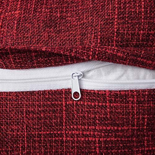 imageMIULEE Set of 2 Decorative Linen Throw Pillow Covers Cushion Case Triple Button Vintage Farmhouse Pillowcase for Couch Sofa Bed 12 x 20 Inch 30 x 50 cm BeigeWine Red