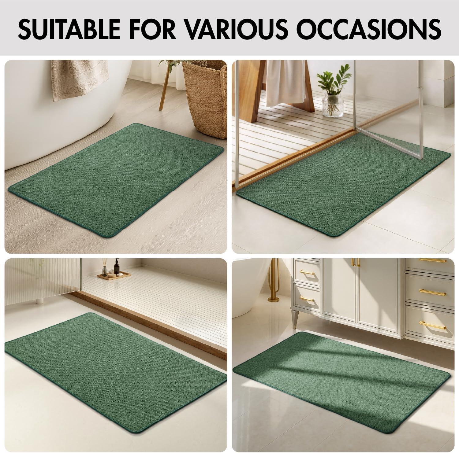 imageMIULEE Set of 2 Ultra Thin Bathroom Rugs Rubber Bath Mats for Bathroom Non Slip Quick Dry Absorbent Bath Rug Machine Washable Fit Under Door Shower Sink Home Decor Grey 17quotx27quot20quotx32quotChristmas Green