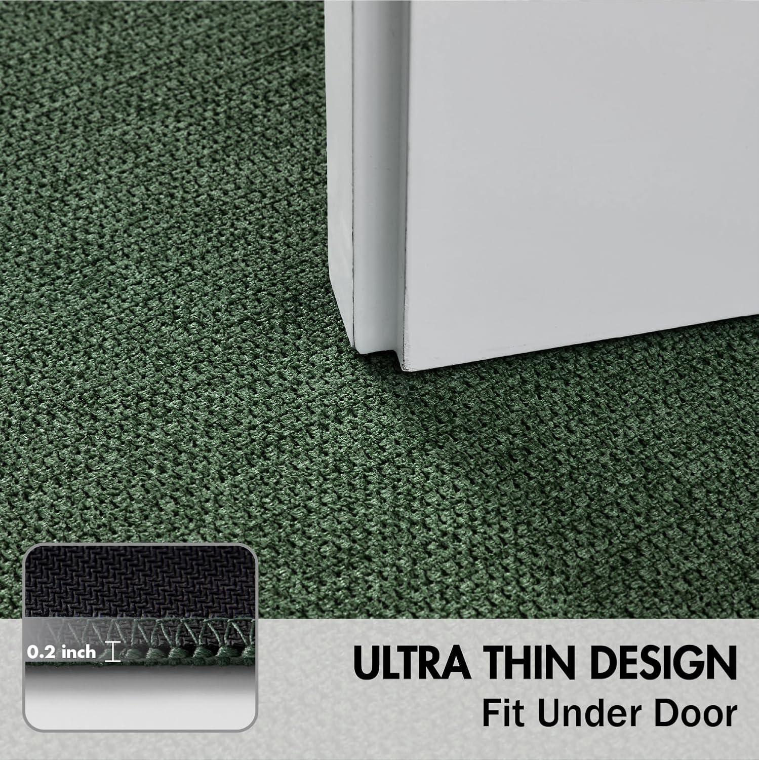 imageMIULEE Set of 2 Ultra Thin Bathroom Rugs Rubber Bath Mats for Bathroom Non Slip Quick Dry Absorbent Bath Rug Machine Washable Fit Under Door Shower Sink Home Decor Grey 17quotx27quot20quotx32quotChristmas Green