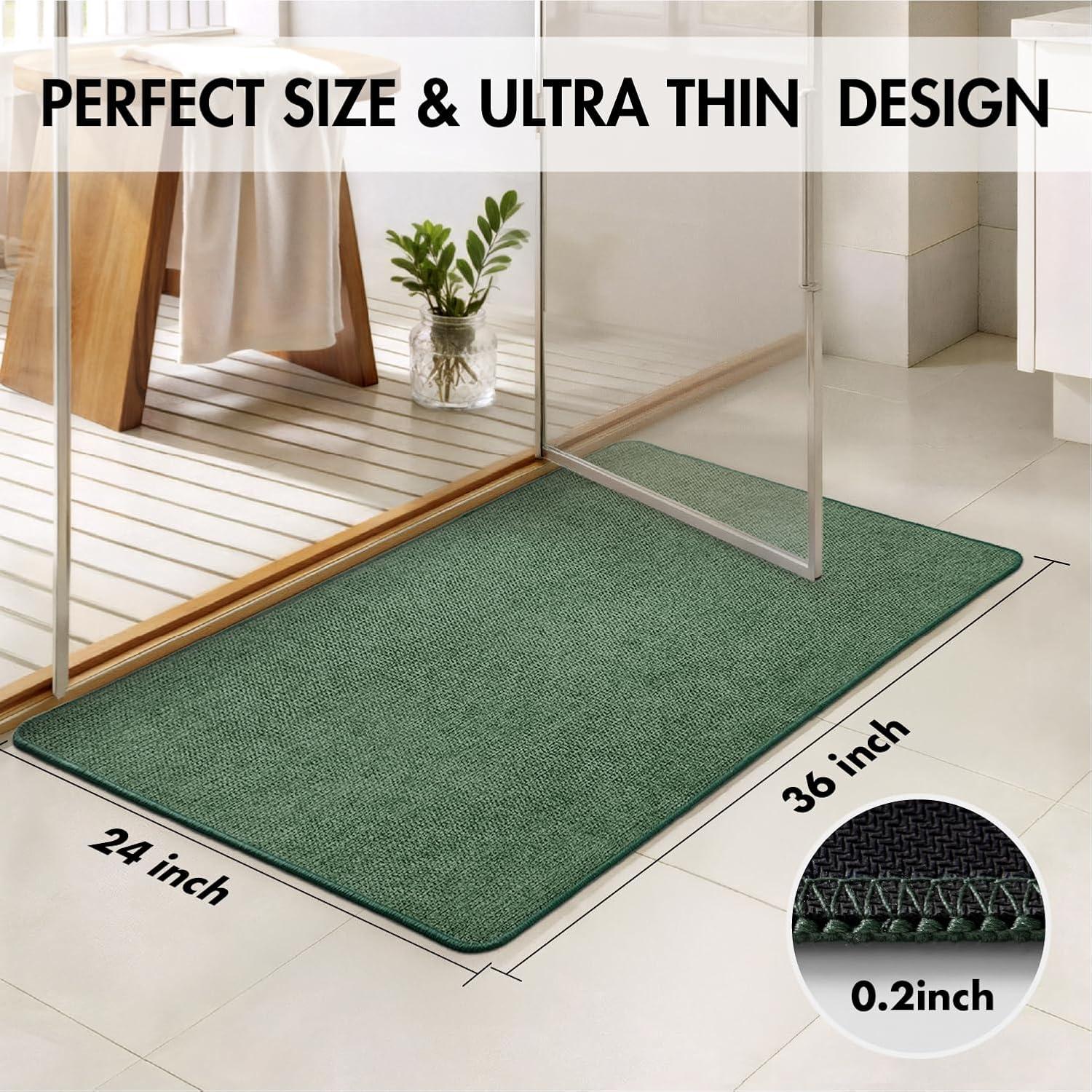 imageMIULEE Set of 2 Ultra Thin Bathroom Rugs Rubber Bath Mats for Bathroom Non Slip Quick Dry Absorbent Bath Rug Machine Washable Fit Under Door Shower Sink Home Decor Grey 17quotx27quot20quotx32quotChristmas Green