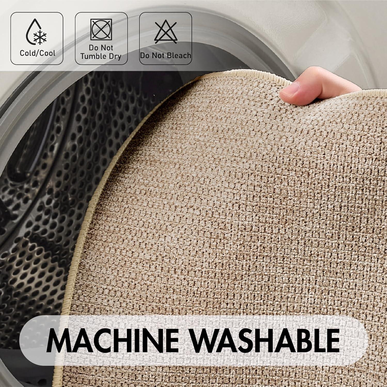 imageMIULEE Set of 2 Ultra Thin Bathroom Rugs Rubber Bath Mats for Bathroom Non Slip Quick Dry Absorbent Bath Rug Machine Washable Fit Under Door Shower Sink Home Decor Grey 17quotx27quot20quotx32quotBeige