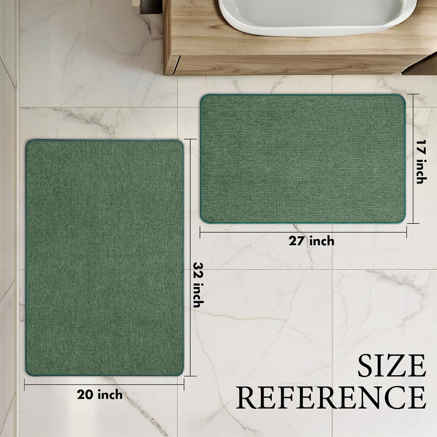 imageMIULEE Set of 2 Ultra Thin Bathroom Rugs Rubber Bath Mats for Bathroom Non Slip Quick Dry Absorbent Bath Rug Machine Washable Fit Under Door Shower Sink Home Decor Grey 17quotx27quot20quotx32quotChristmas Green