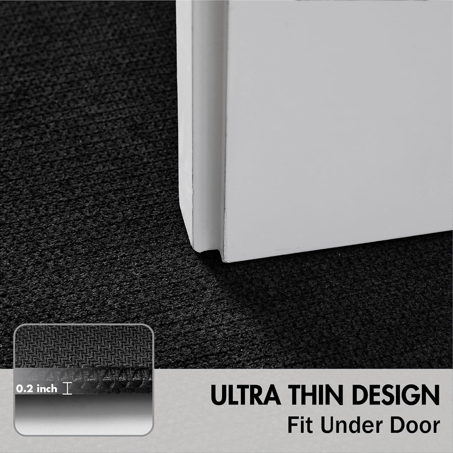 imageMIULEE Set of 2 Ultra Thin Bathroom Rugs Rubber Bath Mats for Bathroom Non Slip Quick Dry Absorbent Bath Rug Machine Washable Fit Under Door Shower Sink Home Decor Grey 17quotx27quot20quotx32quotBlack