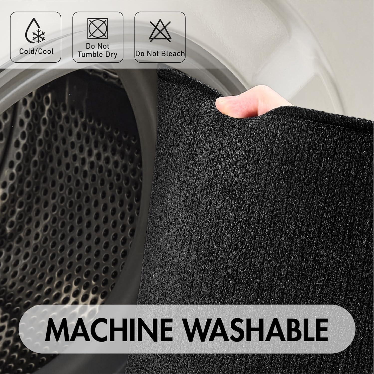 imageMIULEE Set of 2 Ultra Thin Bathroom Rugs Rubber Bath Mats for Bathroom Non Slip Quick Dry Absorbent Bath Rug Machine Washable Fit Under Door Shower Sink Home Decor Grey 17quotx27quot20quotx32quotBlack