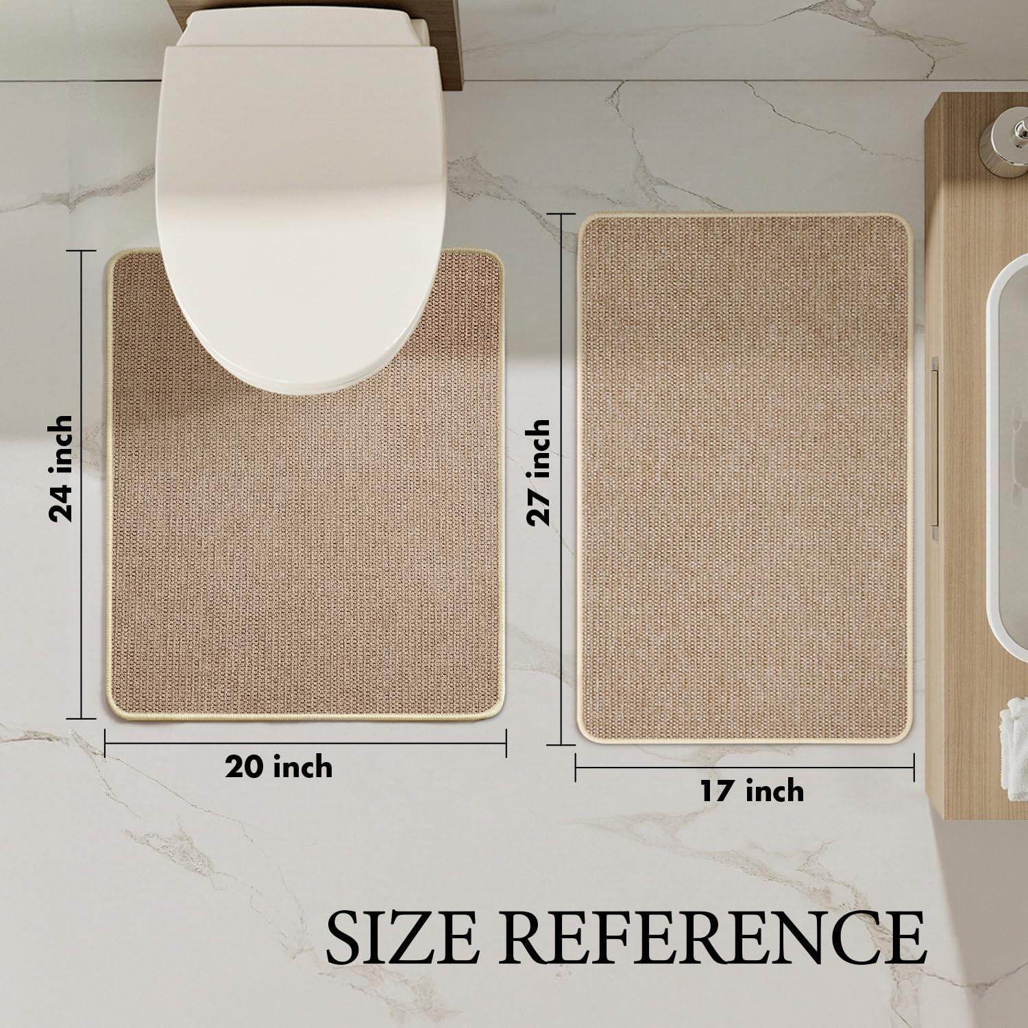 imageMIULEE Set of 2 Ultra Thin Bathroom Rugs Rubber Bath Mats for Bathroom Non Slip Quick Dry Absorbent Bath Rug Machine Washable Fit Under Door Shower Sink Home Decor Grey 17quotx27quot20quotx32quotBeige