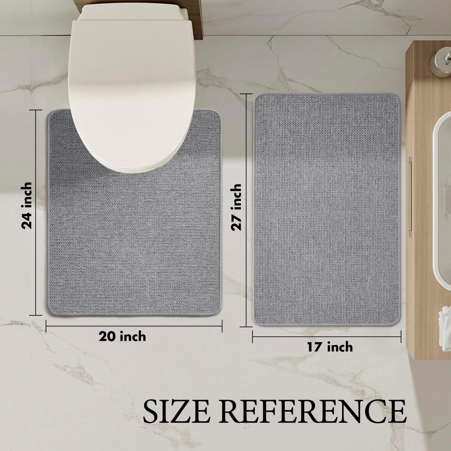 imageMIULEE Set of 2 Ultra Thin Bathroom Rugs Rubber Bath Mats for Bathroom Non Slip Quick Dry Absorbent Bath Rug Machine Washable Fit Under Door Shower Sink Home Decor Grey 17quotx27quot20quotx32quotGrey