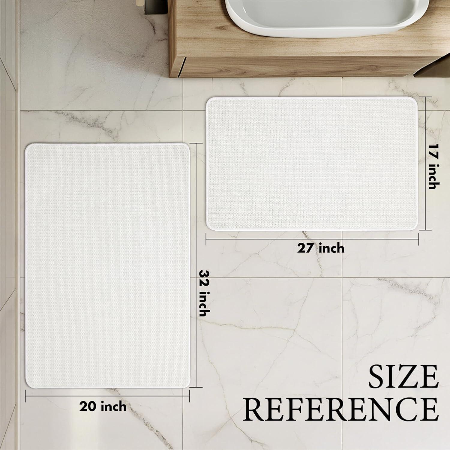 imageMIULEE Set of 2 Ultra Thin Bathroom Rugs Rubber Bath Mats for Bathroom Non Slip Quick Dry Absorbent Bath Rug Machine Washable Fit Under Door Shower Sink Home Decor Grey 17quotx27quot20quotx32quotWhite