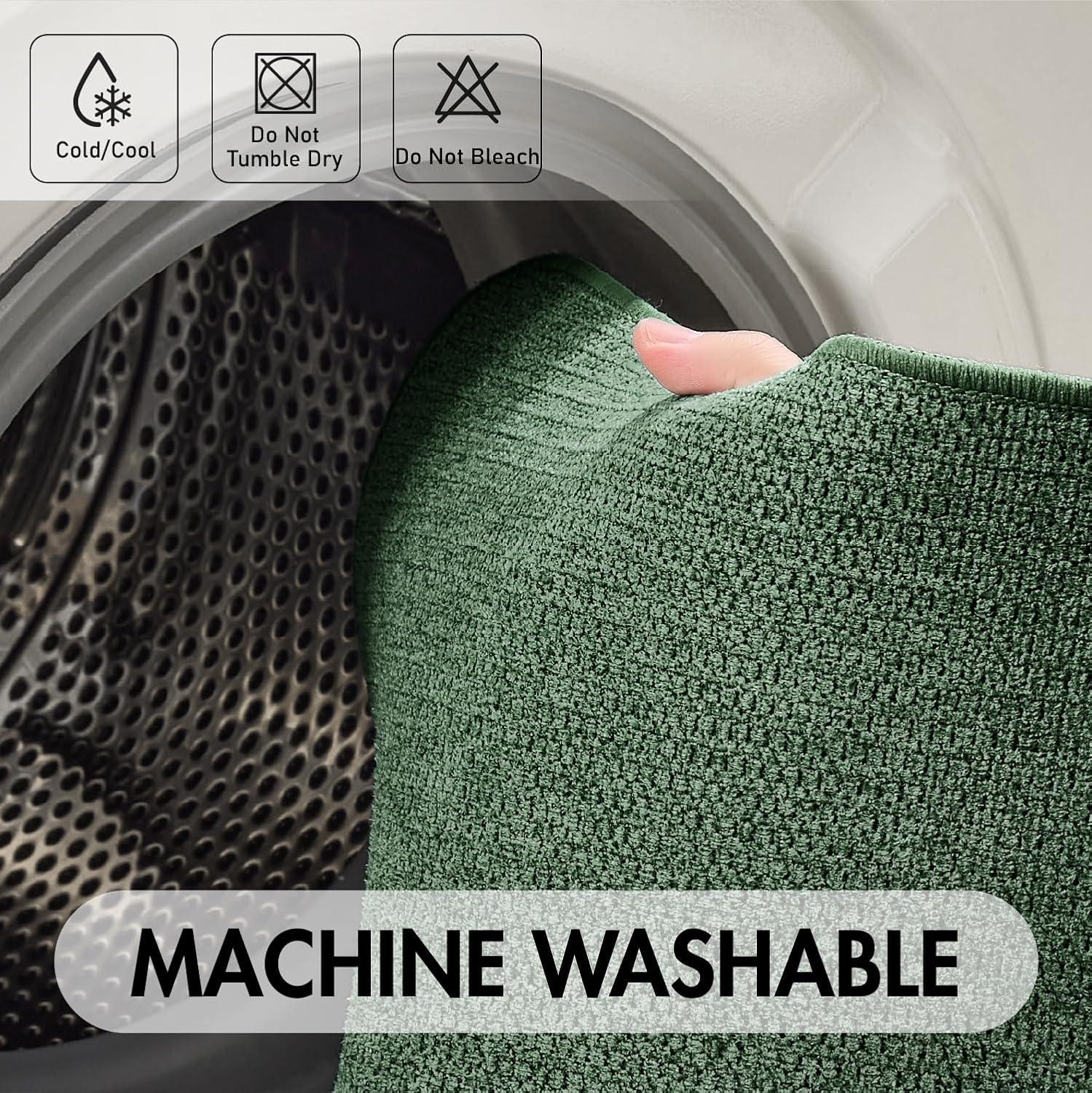 imageMIULEE Set of 2 Ultra Thin Bathroom Rugs Rubber Bath Mats for Bathroom Non Slip Quick Dry Absorbent Bath Rug Machine Washable Fit Under Door Shower Sink Home Decor Grey 17quotx27quot20quotx32quotChristmas Green