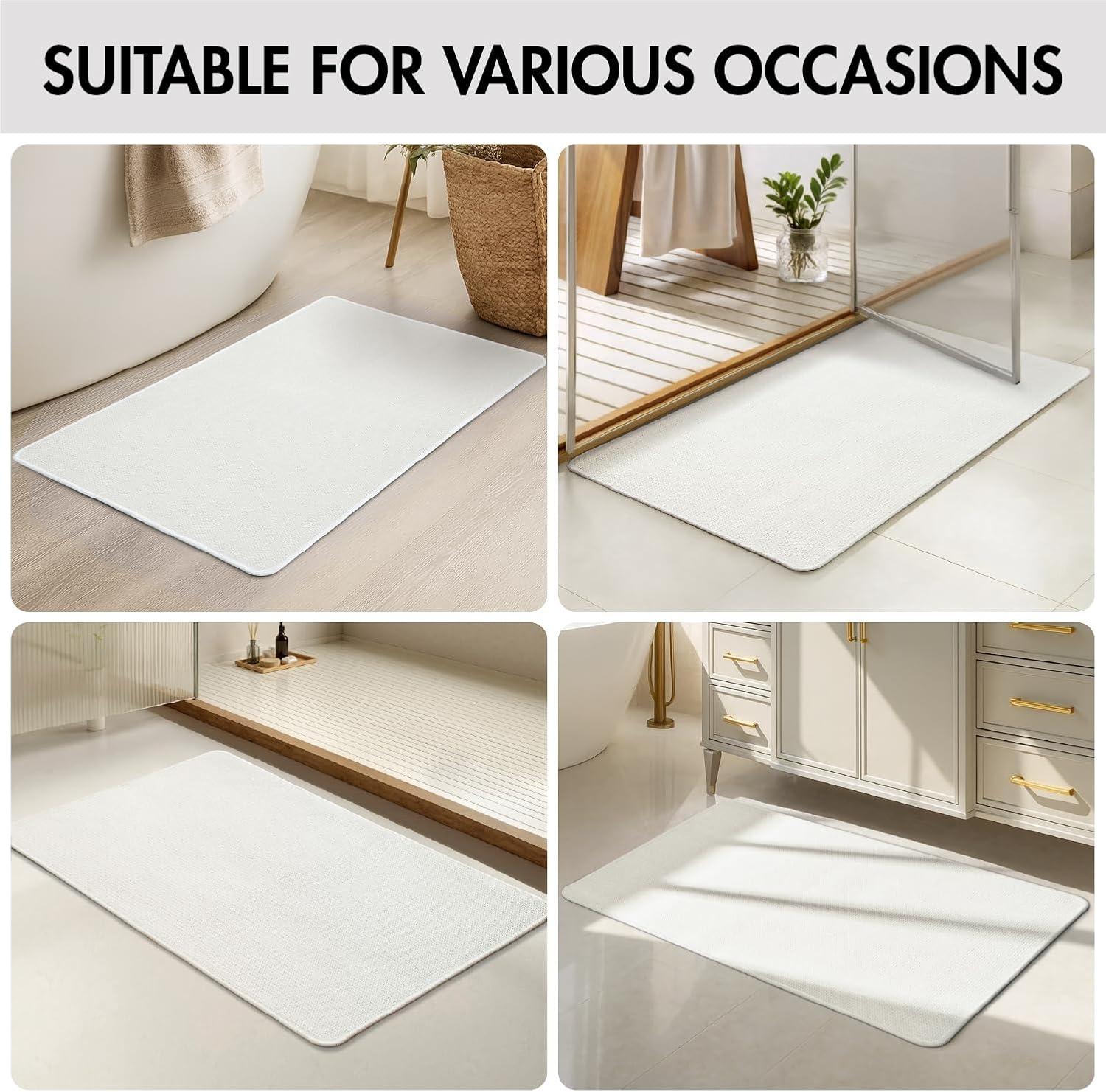 imageMIULEE Set of 2 Ultra Thin Bathroom Rugs Rubber Bath Mats for Bathroom Non Slip Quick Dry Absorbent Bath Rug Machine Washable Fit Under Door Shower Sink Home Decor Grey 17quotx27quot20quotx32quotWhite