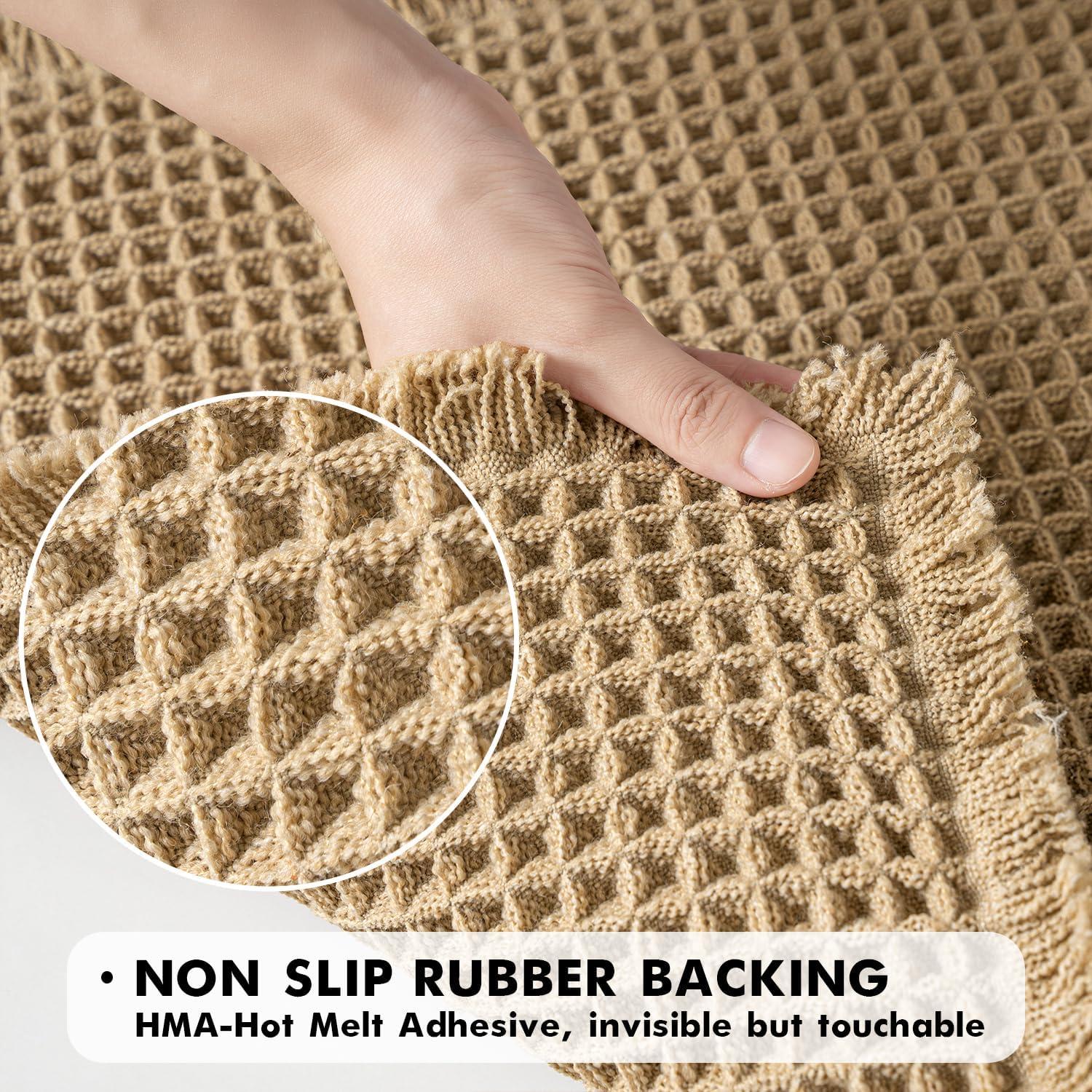 imageMIULEE Set of 2 Waffle Bathroom Rugs Boho Bath Rugs Non Slip Washable Super Absorbent Bath Mats Ultra Soft Rubber Backed Shower Mats for Bathroom Floor Tub and Shower Chocolate 18x30 InchBrown