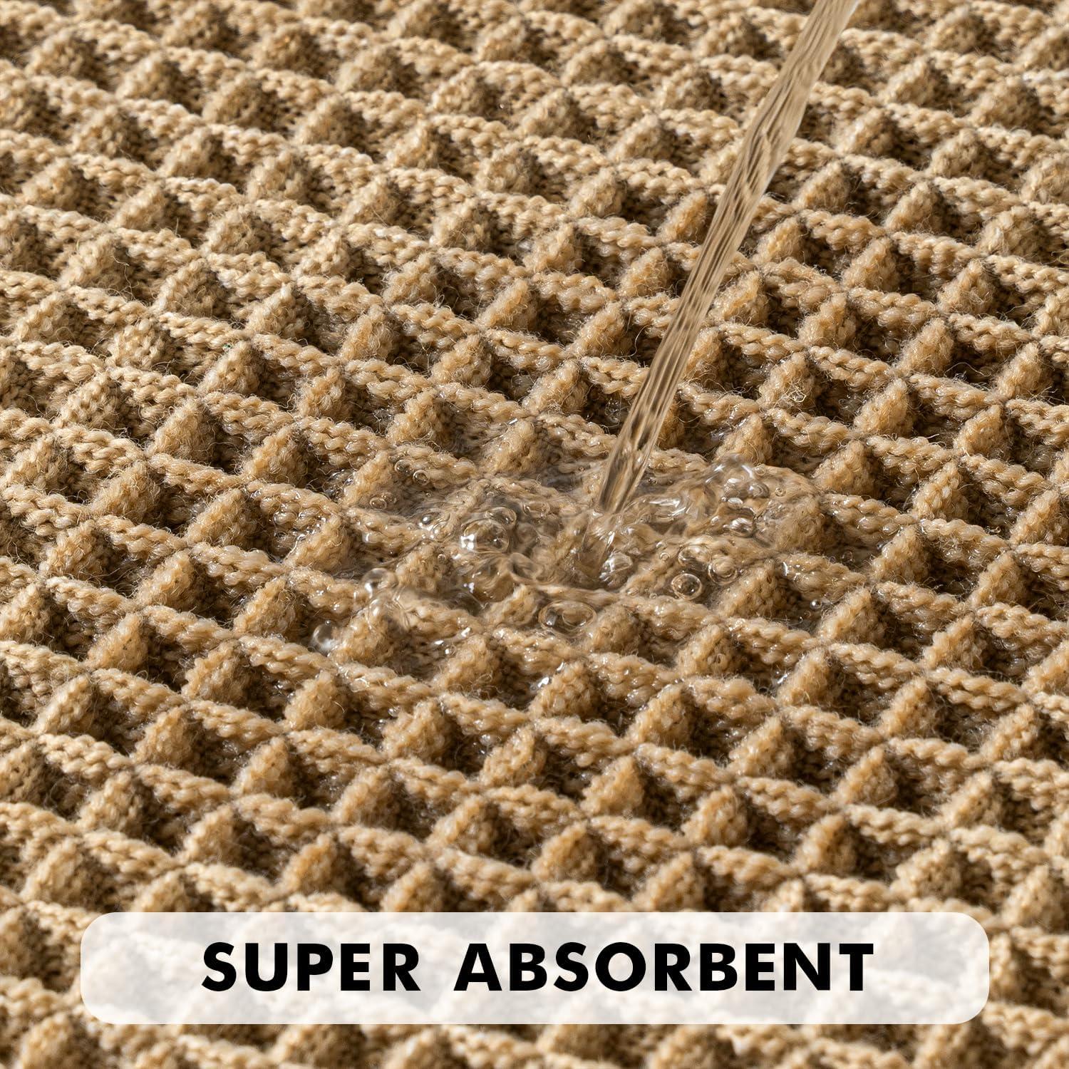 imageMIULEE Set of 2 Waffle Bathroom Rugs Boho Bath Rugs Non Slip Washable Super Absorbent Bath Mats Ultra Soft Rubber Backed Shower Mats for Bathroom Floor Tub and Shower Chocolate 18x30 InchBrown