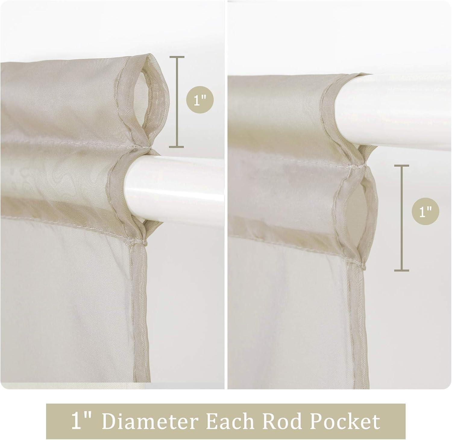 imageMIULEE Sidelight Sheer French Door Curtains 25 x 40 Inches Light Filtering Window Treatment with Tieback 2 Panels WhiteBeige