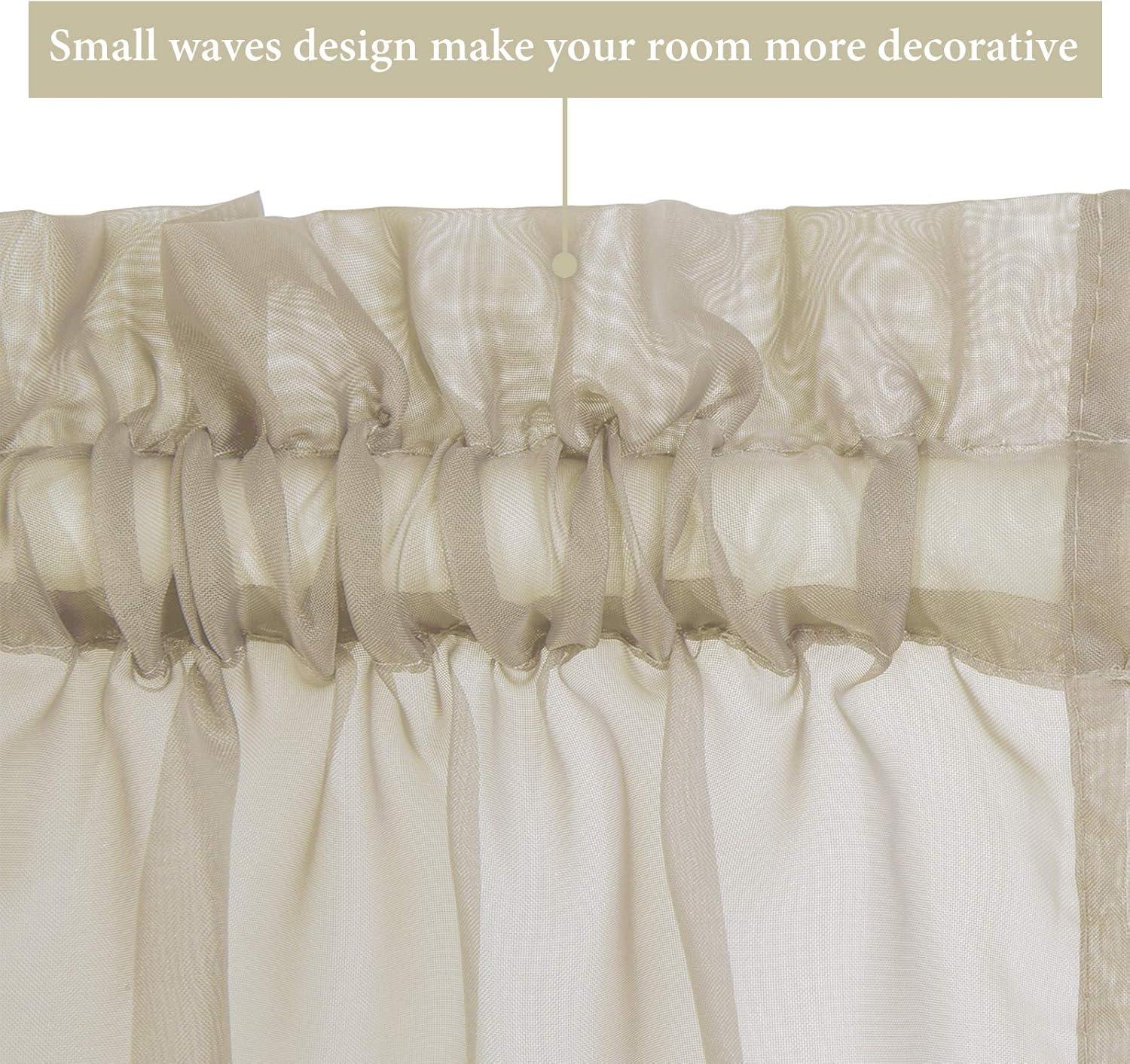 imageMIULEE Sidelight Sheer French Door Curtains 25 x 40 Inches Light Filtering Window Treatment with Tieback 2 Panels WhiteBeige